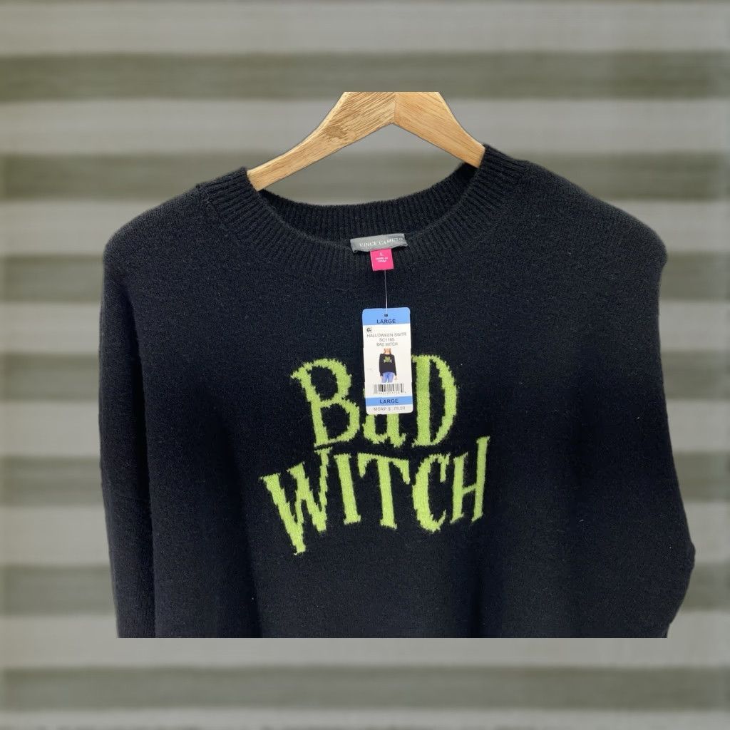 Vince Camuto Vince Camuto Sweater Women's L Black Bad Witch Wicked Halloween Pullover NWT Crew Neck Oversized Shirt curr Size L / US 10 / IT 46 - 1 Thumbnail