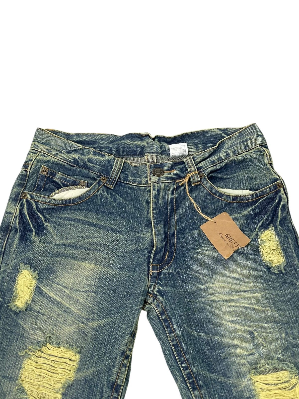 Japanese Brand New Flare Jeans Ghetto Distress Low Rise Boot Cut 1🟦0 Size US 31 - 8 Thumbnail