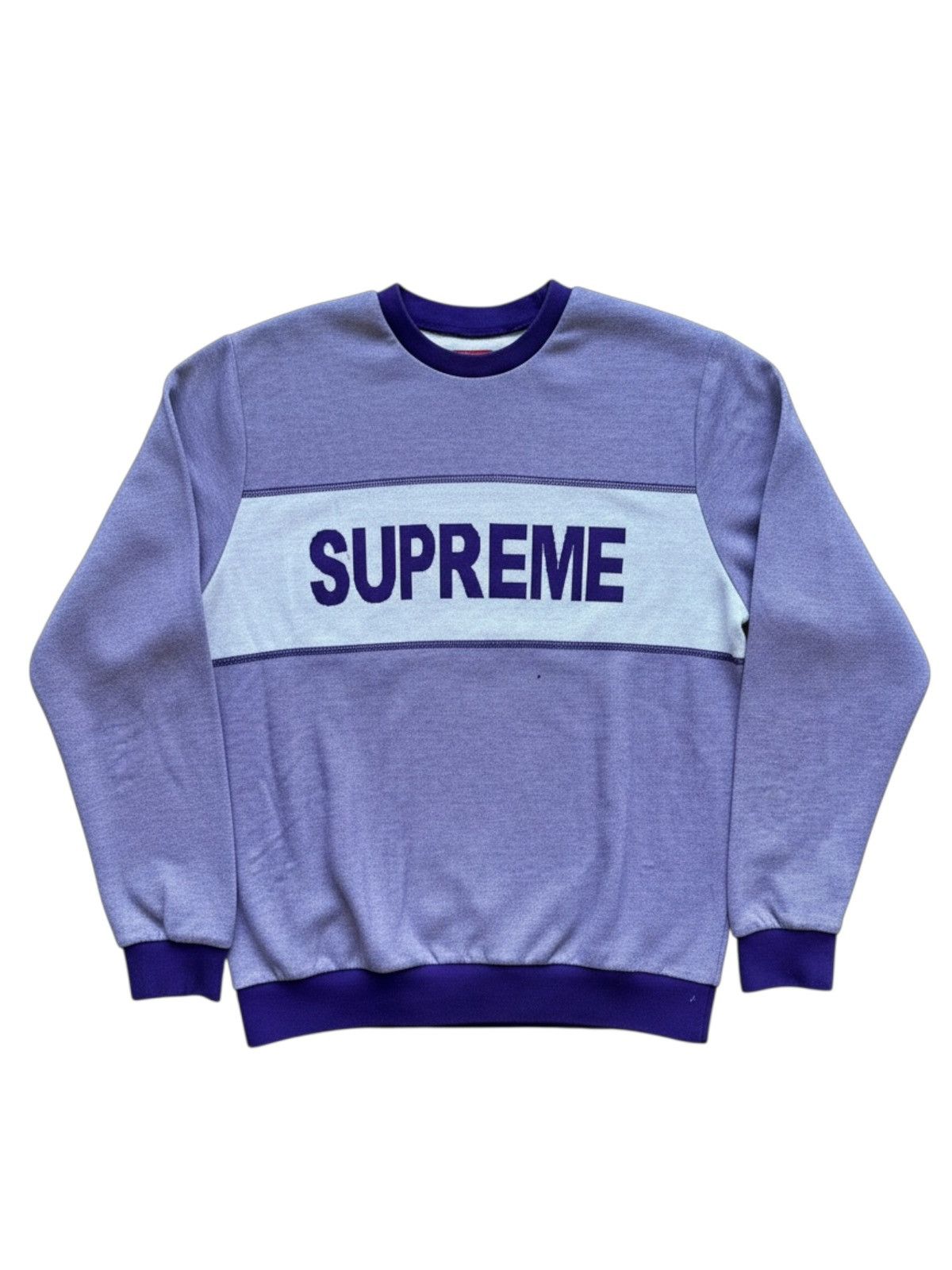 Supreme Supreme Tonal Stripe Logo Crewneck In Purple Size M Size US M / EU 48-50 / 2 - 1 Thumbnail