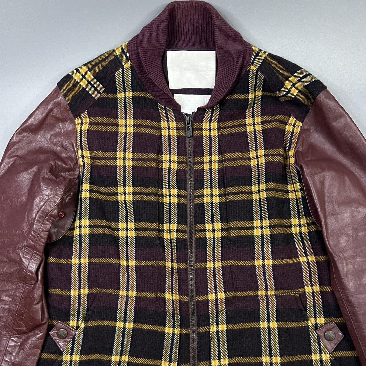 White Mountaineering White Mountaineering Leather Plaid Wool Jacket Size US M / EU 48-50 / 2 - 2 Thumbnail