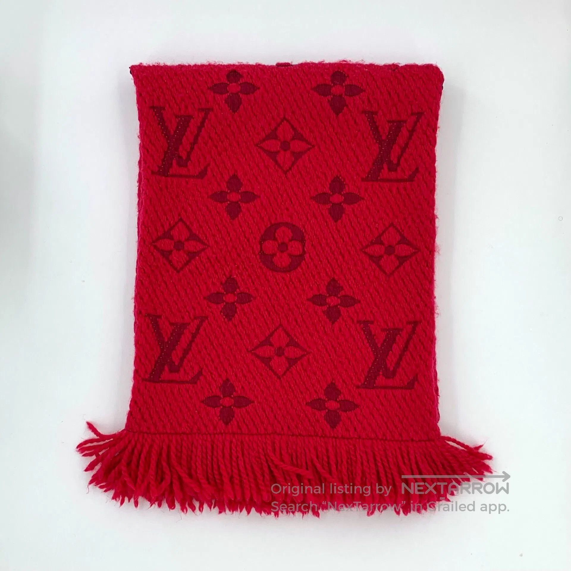 Louis Vuitton Louis Vuitton Red Logo Wool Fringed Scarf. Size ONE SIZE - 1 Thumbnail