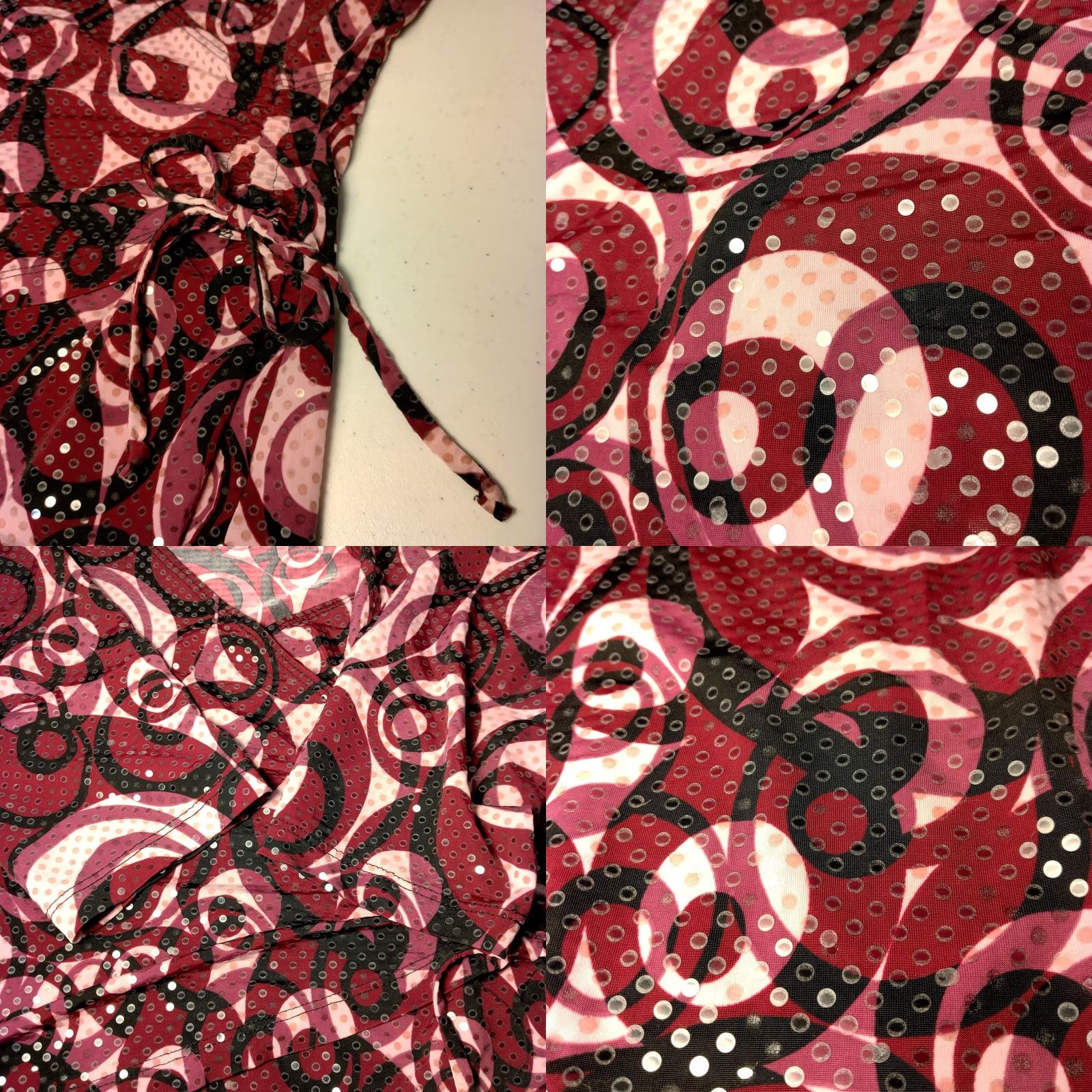 Vintage VINTAGE I.N. Studio Faux Wrap Shirt Womens XL Purple Sequin Swirl 3/4 Sleeve V-Neck Tie Y2K Size XL / US 12-14 / IT 48-50 - 9 Thumbnail