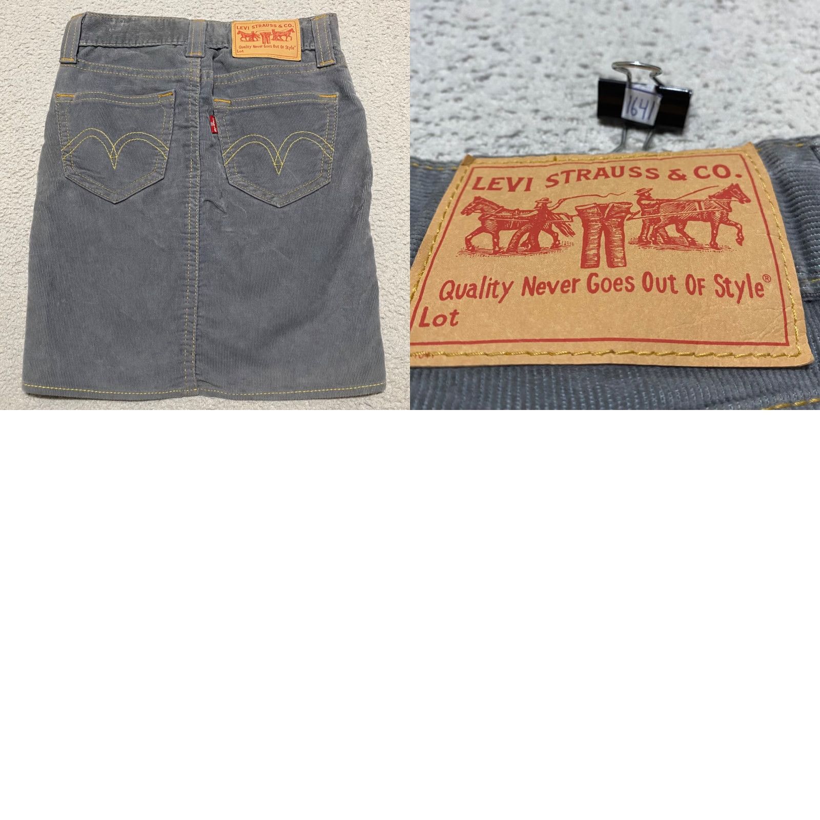 Levi's Levi's Womens XS Skirt Gray Corduroy Western Type 1 Straight Pencil Size 26" / US 2 / IT 38 - 8 Thumbnail