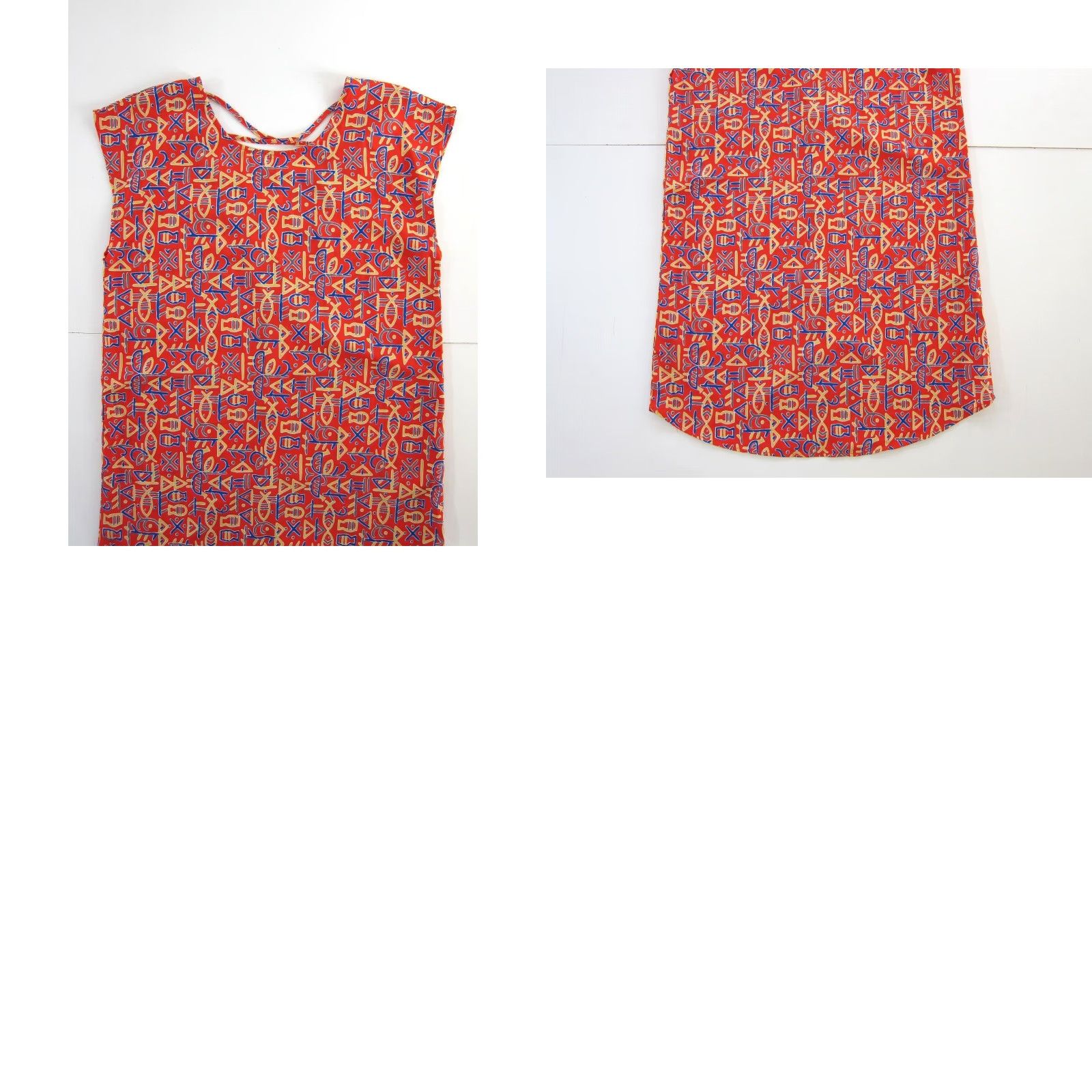 Vintage hug Red Abstract Fish Cap Sleeve Shift Sheath Tunic Dress Medium Size M / US 6-8 / IT 42-44 - 8 Thumbnail