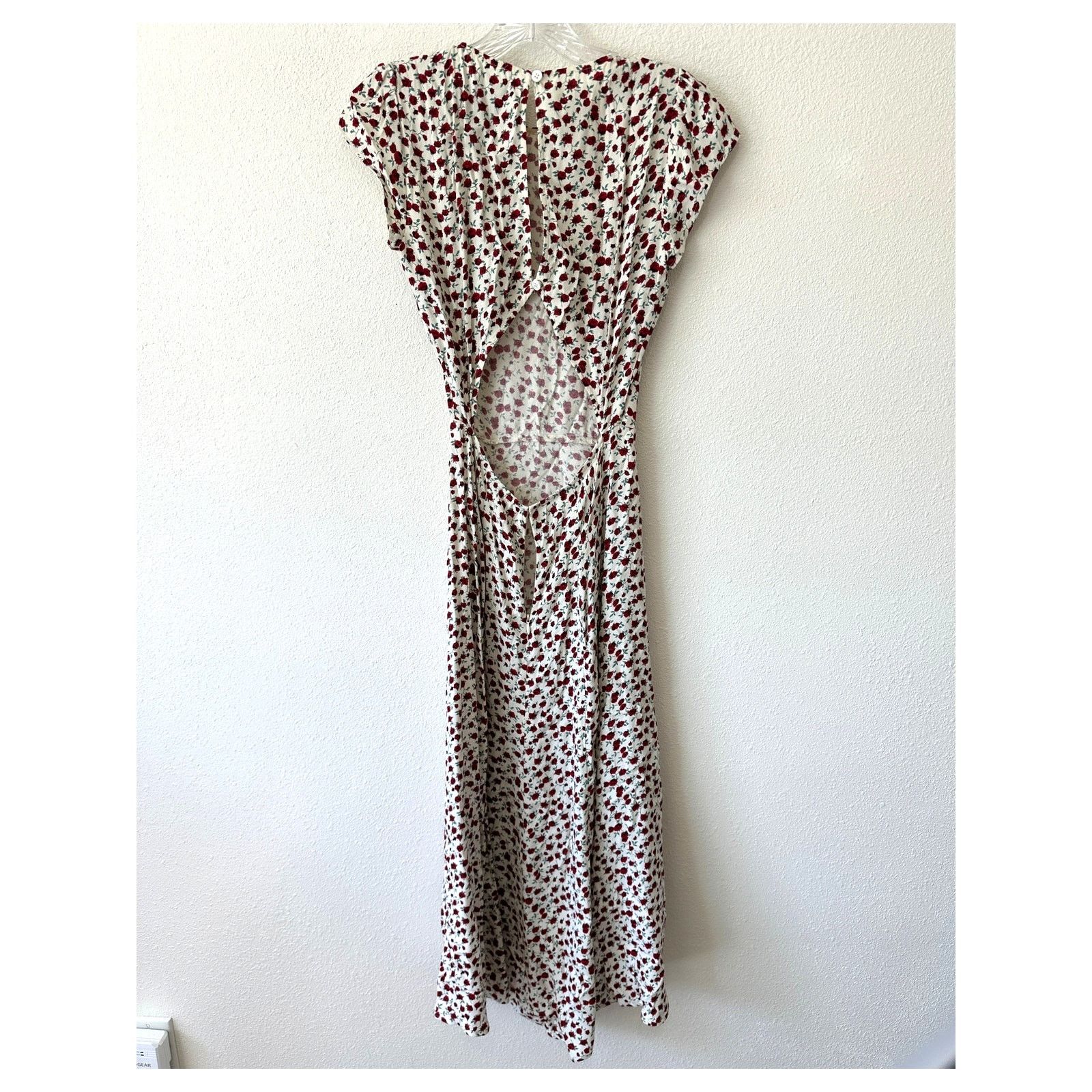 Reformation Reformation Ivory Floral Cap Sleeve Open Back Maxi Dress 0 Size XS / US 0-2 / IT 36-38 - 2 Thumbnail