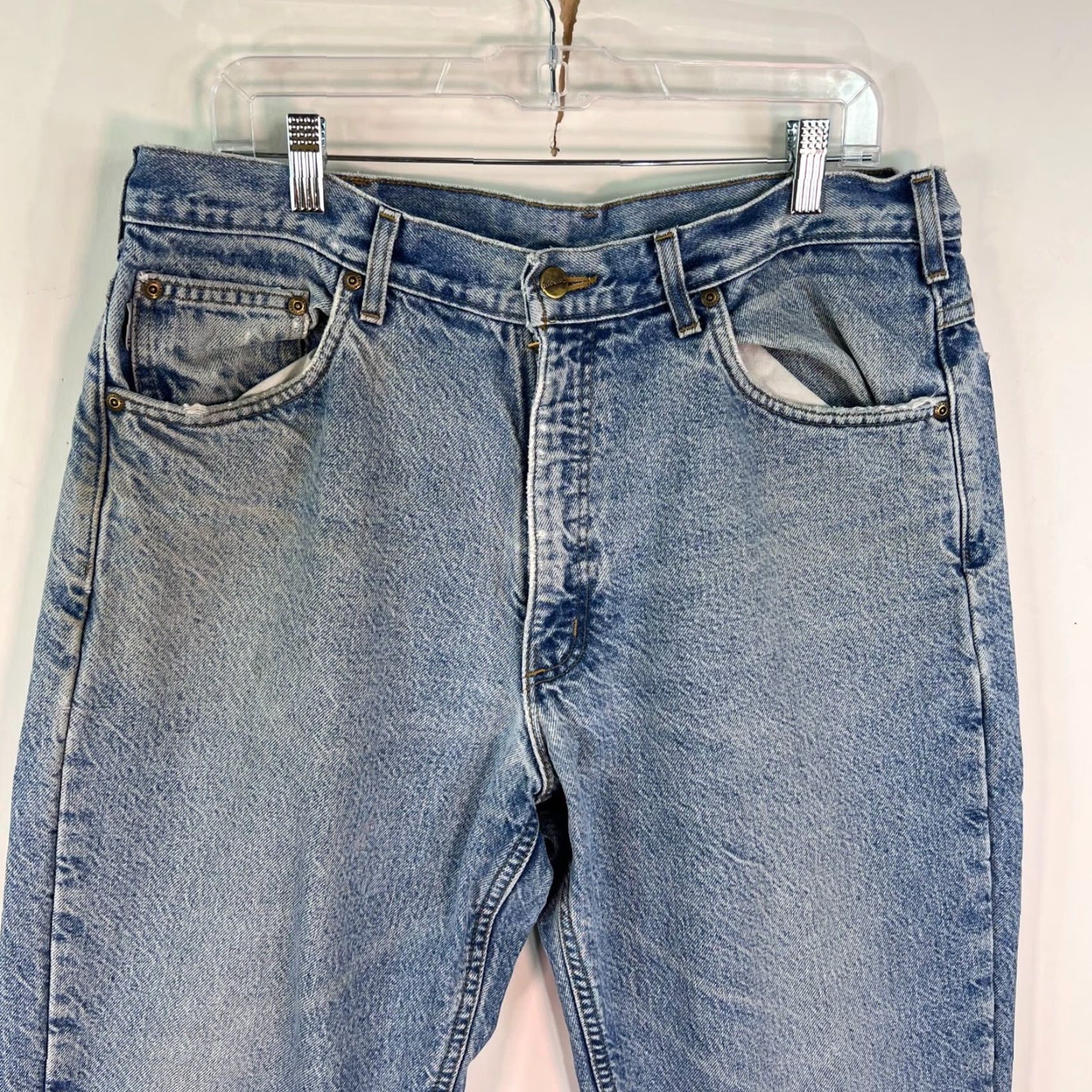 Carhartt Carhartt Jeans Mens Size 36x30 Lined Blue Distressed Straight Relaxed Fit Denim USA Logo 90s Grunge Style Shirt Size US 36 / EU 52 - 2 Thumbnail