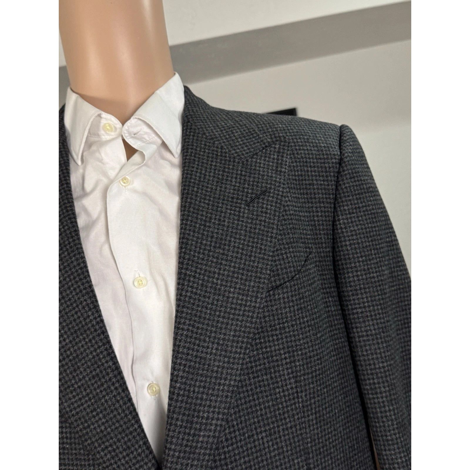 Tom Ford Tom Ford Gray Houndstooth Tweed Peak Lapel Sportcoat 54 44R Size 44R - 6 Thumbnail