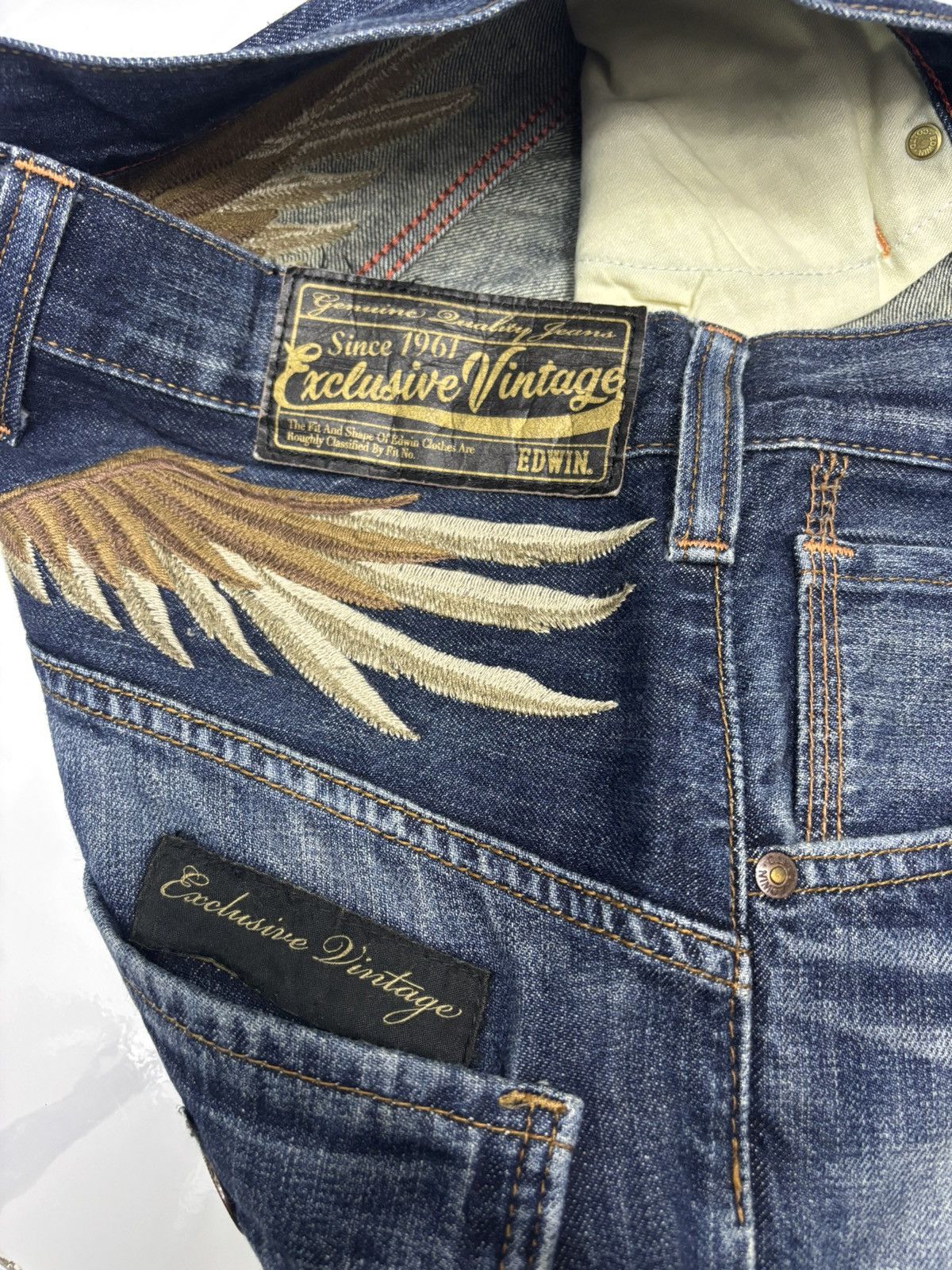 If Six Was Nine 🔥RARE EDWIN EXCLUSIVE VINTAGE WINGS EMBROIDERY DENIM JEANS Size US 30 / EU 46 - 10 Thumbnail