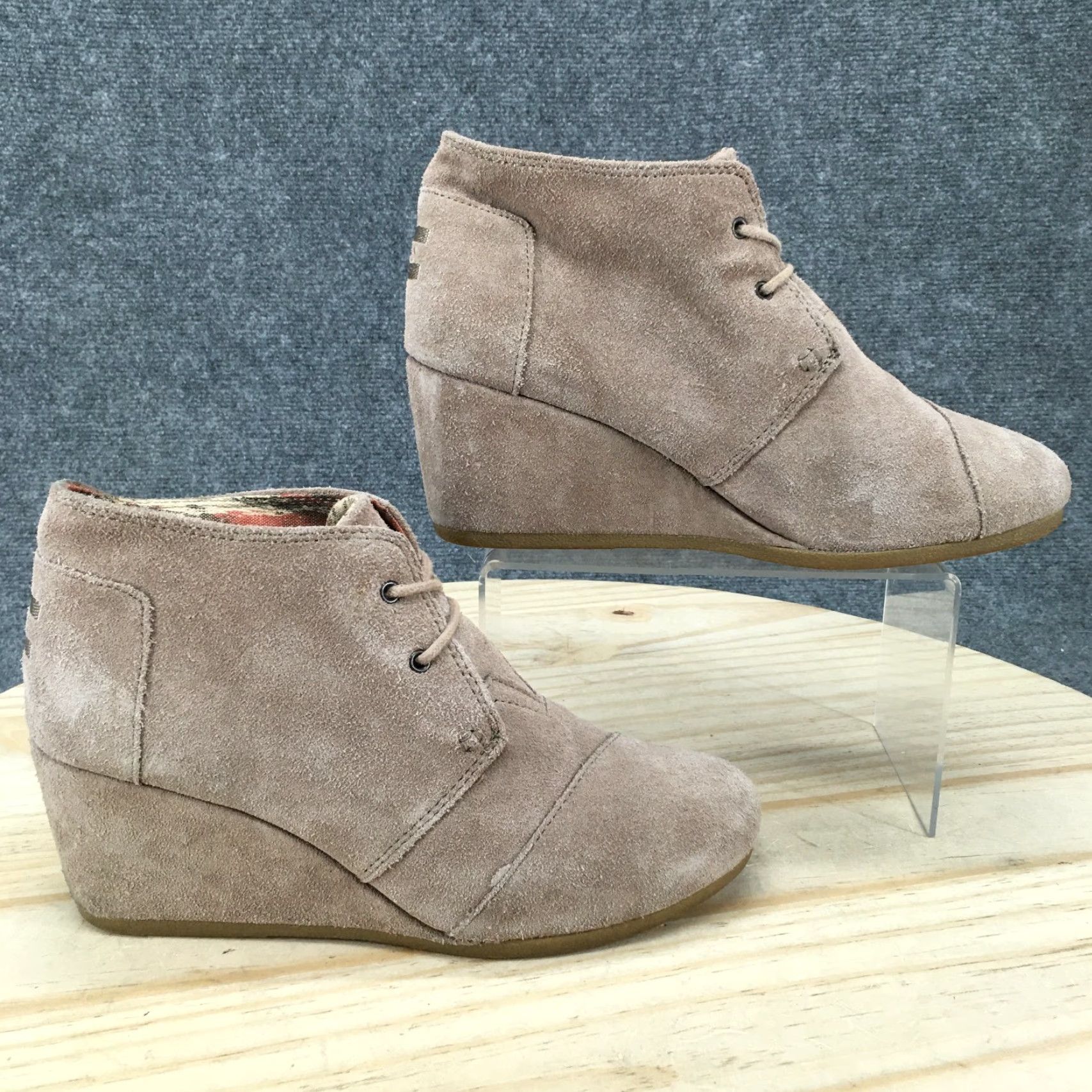 Toms TOMS Boots Womens 10 Desert Brown Lace Up Round Toe Comfort Wedge Heels 10006257 Size US 10 / IT 40 - 2 Thumbnail