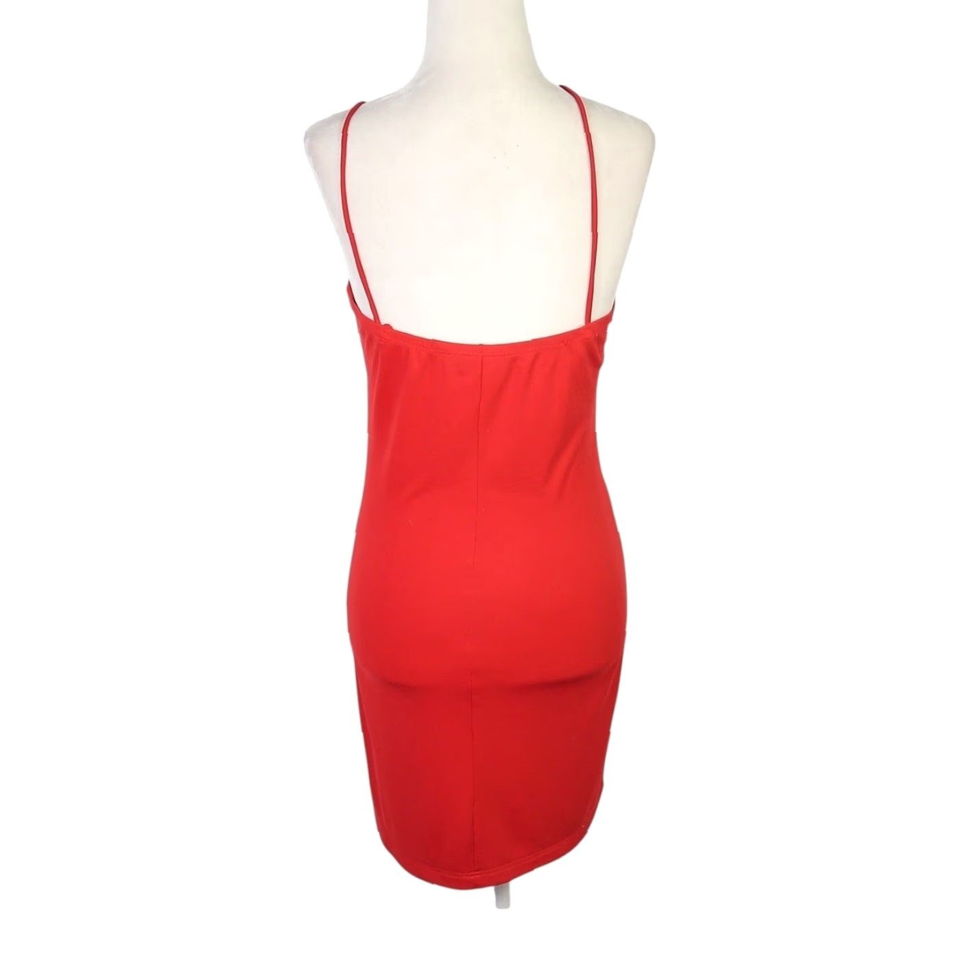 JM Collection VINTAGE M Collection Red Jersey Halter Mini Dress L Womens 90s Party/Cocktail Short Sleeveless Keyhole Size L / US 10 / IT 46 - 4 Thumbnail