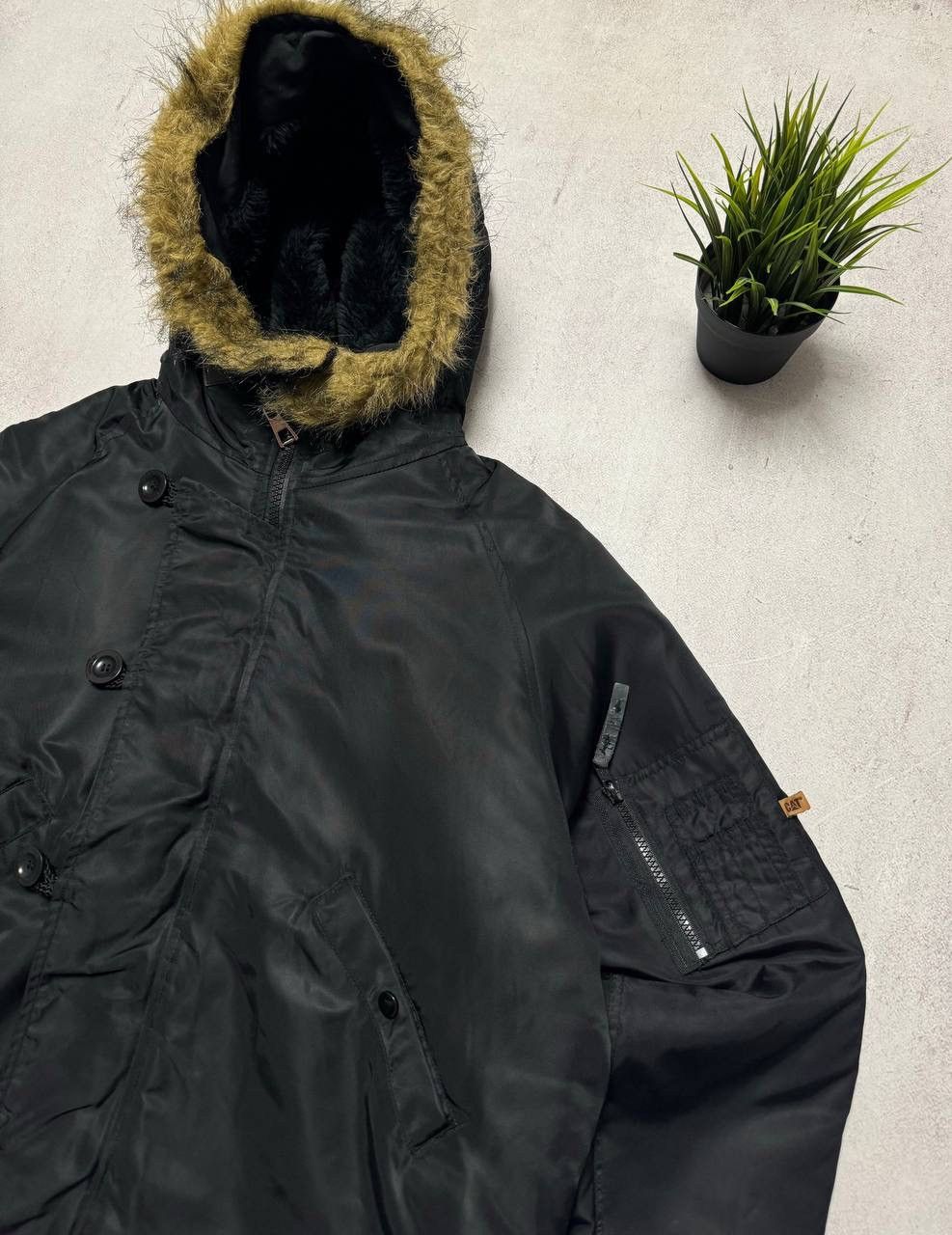 Caterpillar Vintage Caterpillar Fur Jacket Bomber Baggy Black Y2K 90s Size US L / EU 52-54 / 3 - 3 Thumbnail