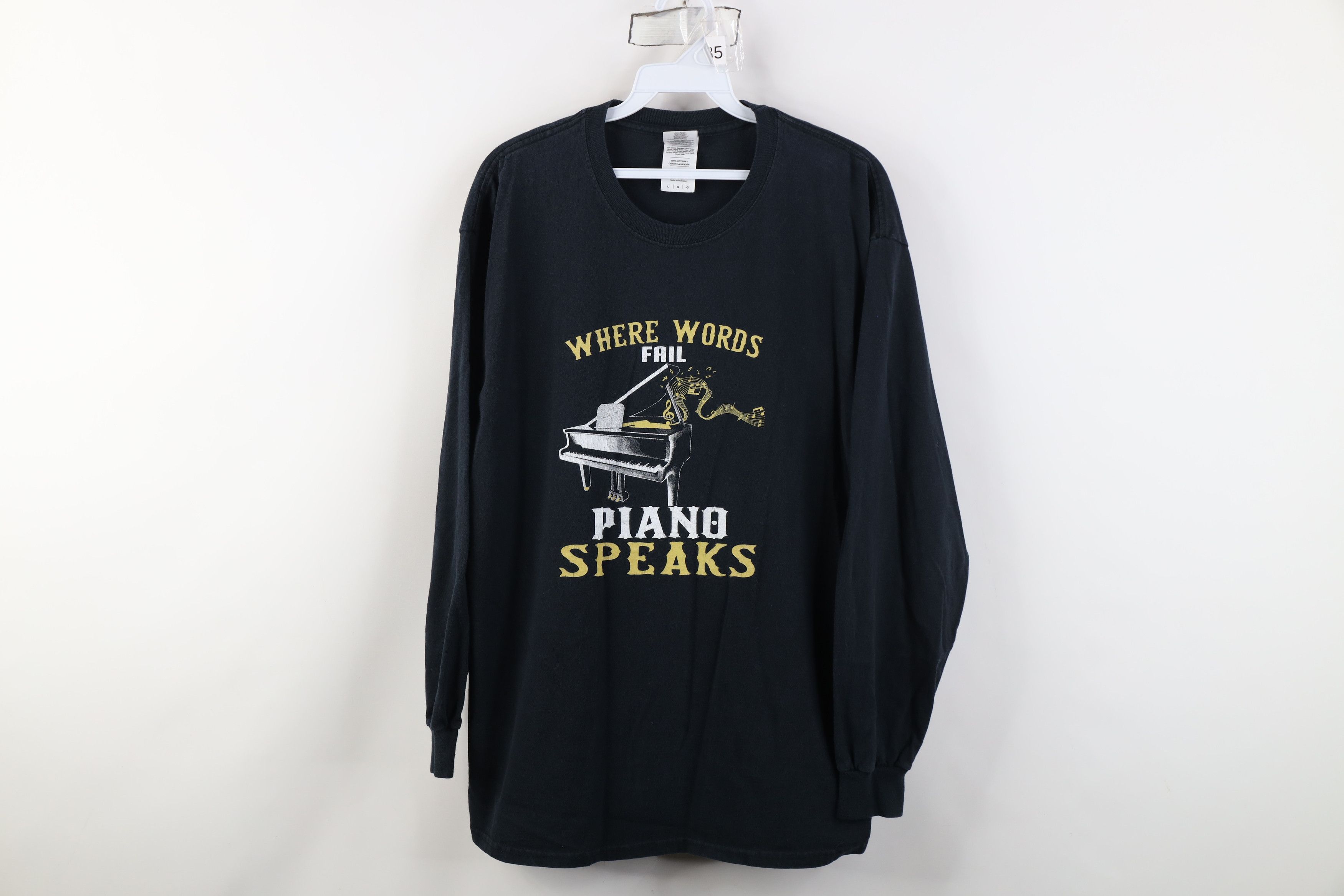 Vintage Vintage Y2K Where Words Fail Piano Long Sleeve T-Shirt Size US L / EU 52-54 / 3 - 1 Thumbnail