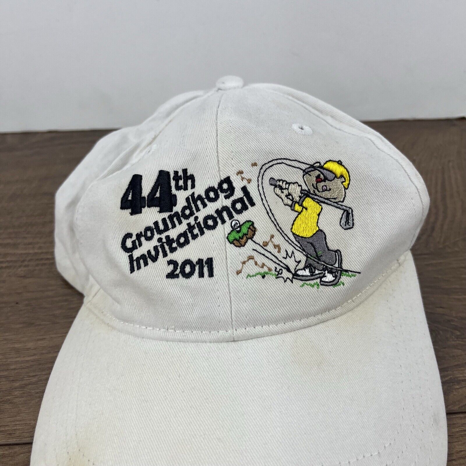 Other 44th Groundhog Invitational Adjustable Hat 2011 White Hat Ad Size ONE SIZE - 7 Thumbnail