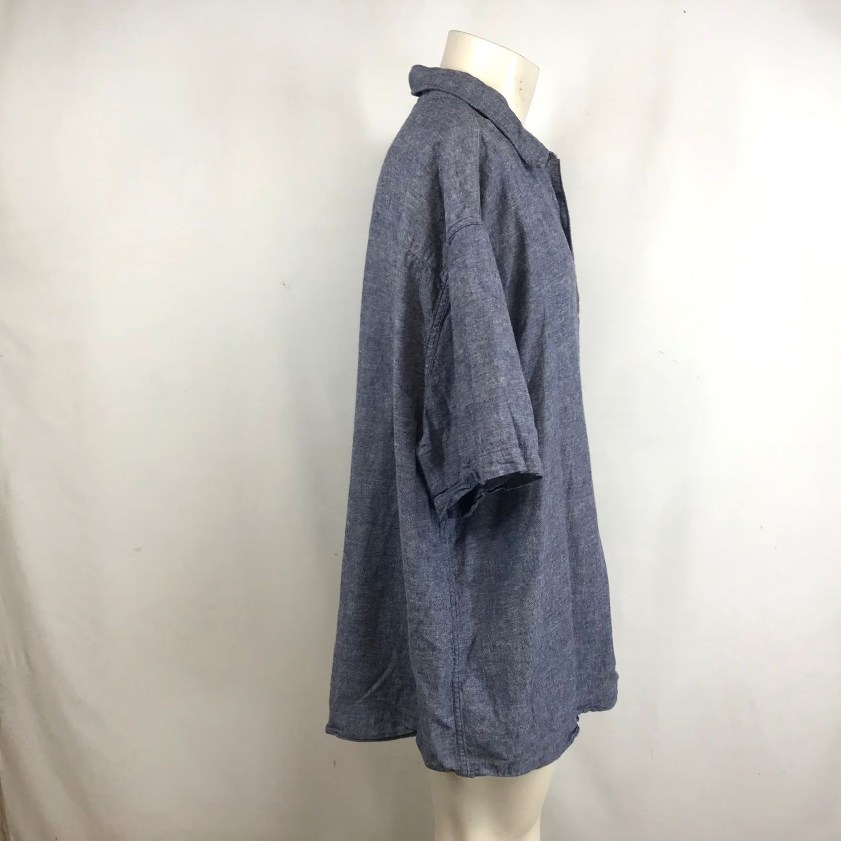 Vintage Even Tide Shirt Mens 3XL Blue Cotton Linen Short Sleeve Button-Up Regular Fit Size US XXL / EU 58 / 5 - 4 Thumbnail