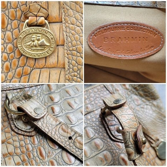 BRAHMIN Brahmin Medium Asher Tote Bag in a Crocodile Embossed Tan Me Size ONE SIZE - 5 Thumbnail
