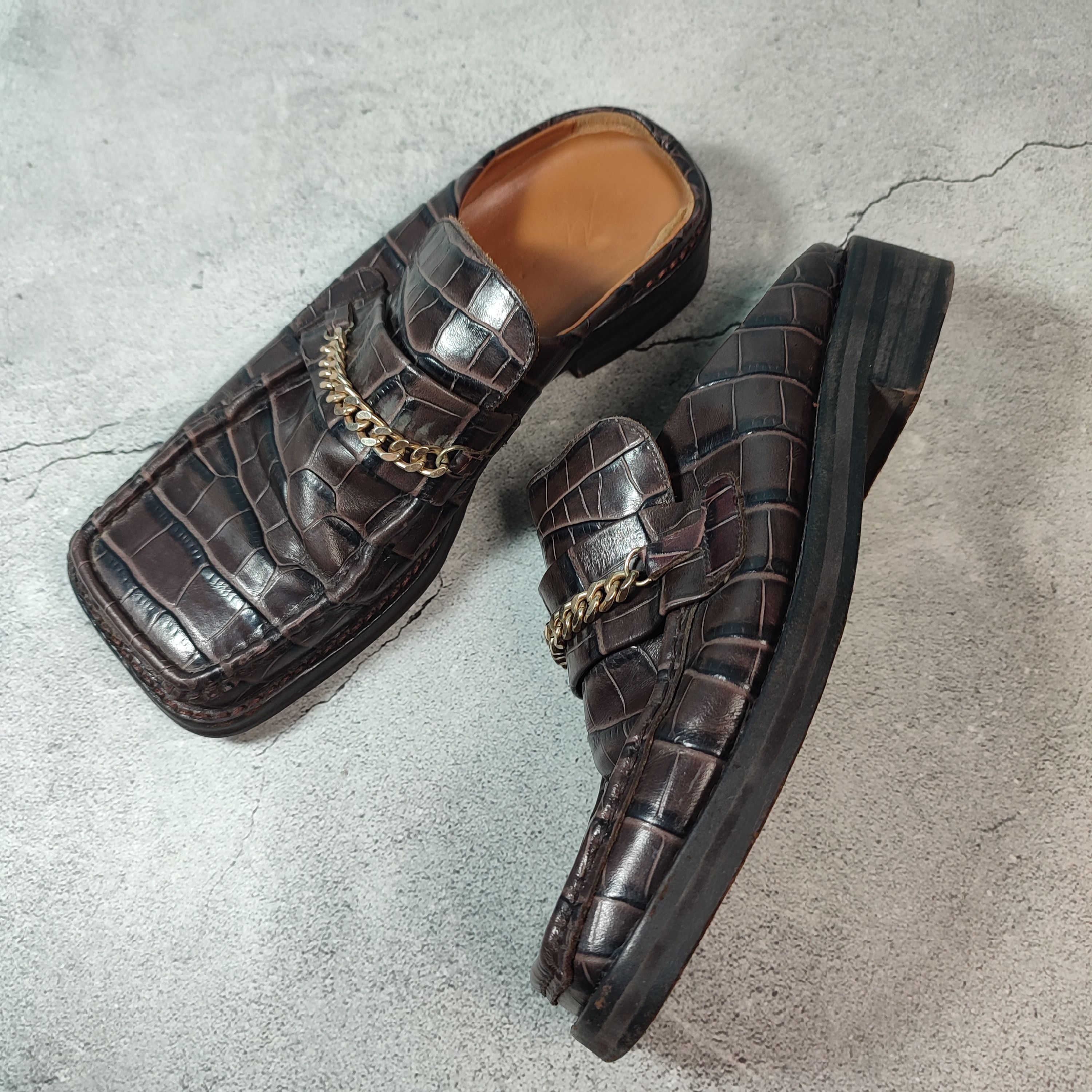 Martine Rose Martine Rose square toe croc leather / Cuban chain Mules Size US 7 / IT 37 - 3 Thumbnail