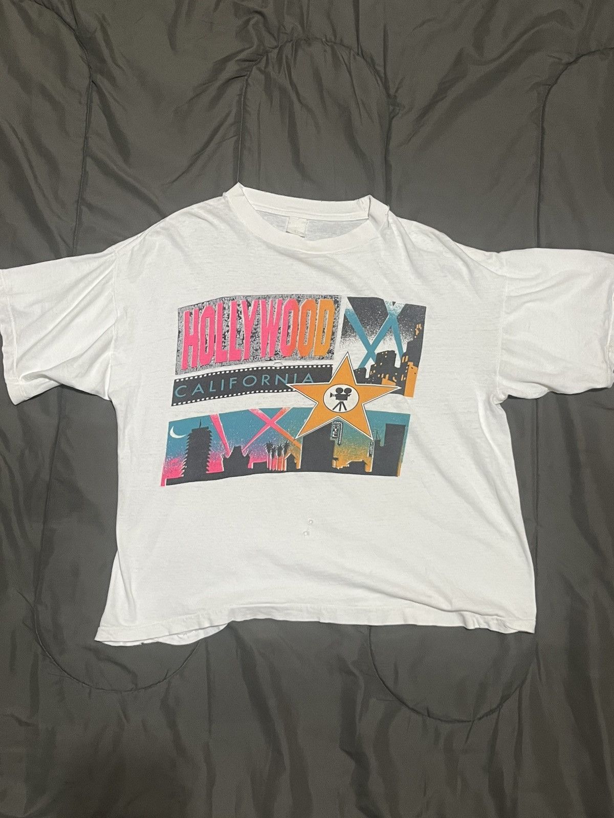 Vintage 90s Vintage White Hollywood Tee Size US M / EU 48-50 / 2 - 1 Thumbnail