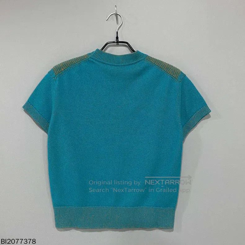 Hermes Hermes Teal Wool Knitted Short Sleeve Size S / US 4 / IT 40 - 3 Thumbnail