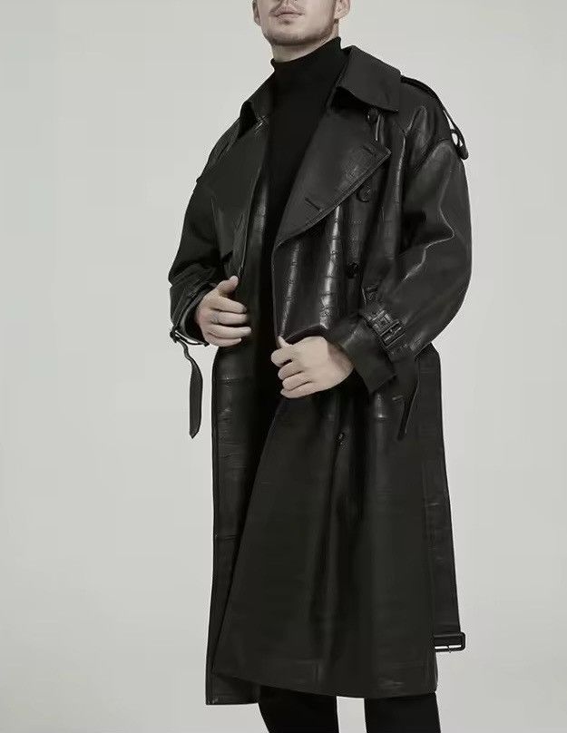 Other Designer PU Leather Casual Trench Midi Coat With Belt Size US L / EU 52-54 / 3 - 4 Thumbnail