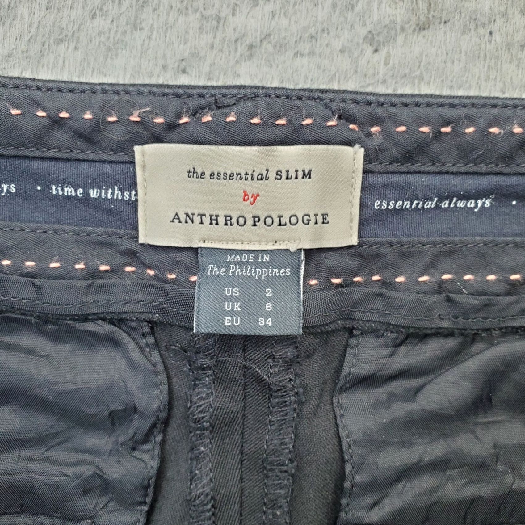 Anthropologie Anthropologie Chino Pants Women 2 Black Essential Slim Straight Leg 2 Button Fly Womens Size 2 Black Slim Straight Pant Size 26" / US 2 / IT 38 - 6 Thumbnail