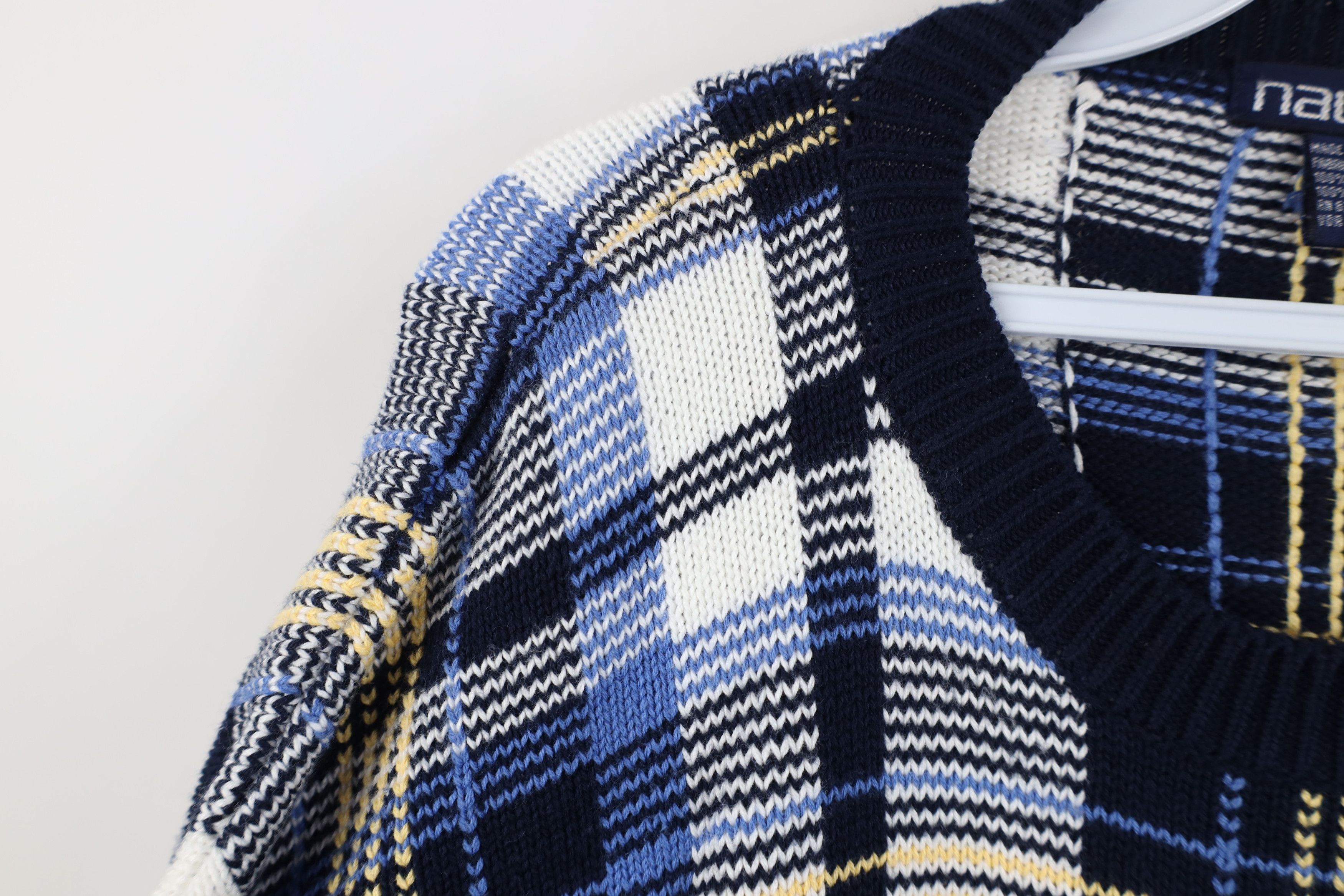 Nautica Vintage 90s Nautica Plaid Knit Crewneck Sweater Cotton Size US L / EU 52-54 / 3 - 7 Thumbnail