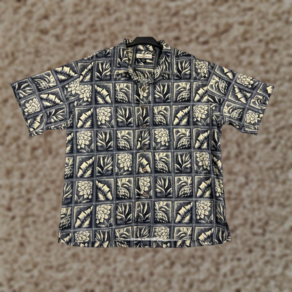 Tommy Bahama Tommy Bahama Shirt Mens Large Gray Yellow Tile Pattern Hawaiian Button Up Camp Size US L / EU 52-54 / 3 - 1 Thumbnail