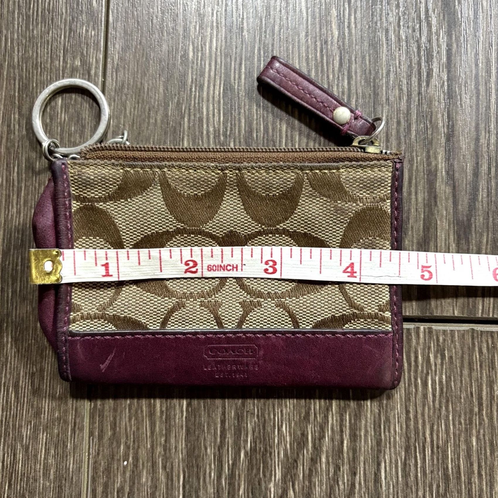 Coach Coach Vintage Signature Canvas Burgundy Leather Coin Purse Wallet Bag Size ONE SIZE - 6 Thumbnail
