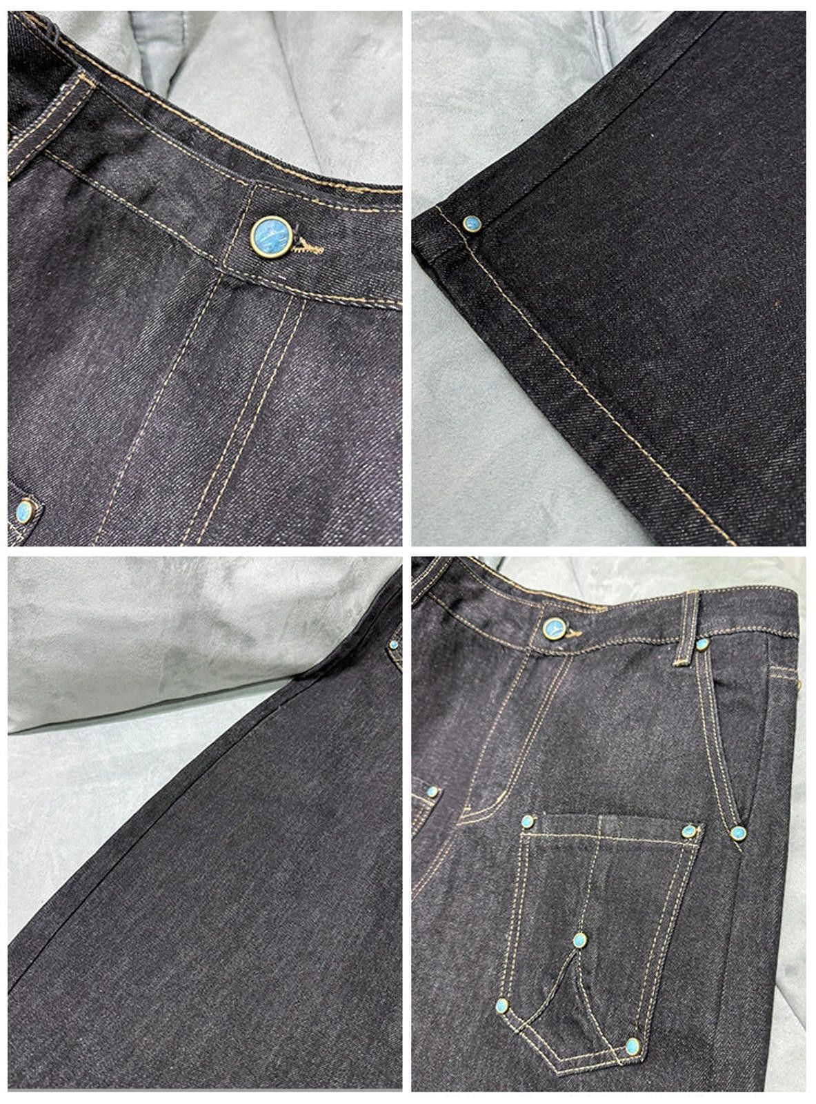 Japanese Brand Black Wide Leg Denim Jeans, Loose Fit Casual Pants Size US 30 / EU 46 - 7 Thumbnail