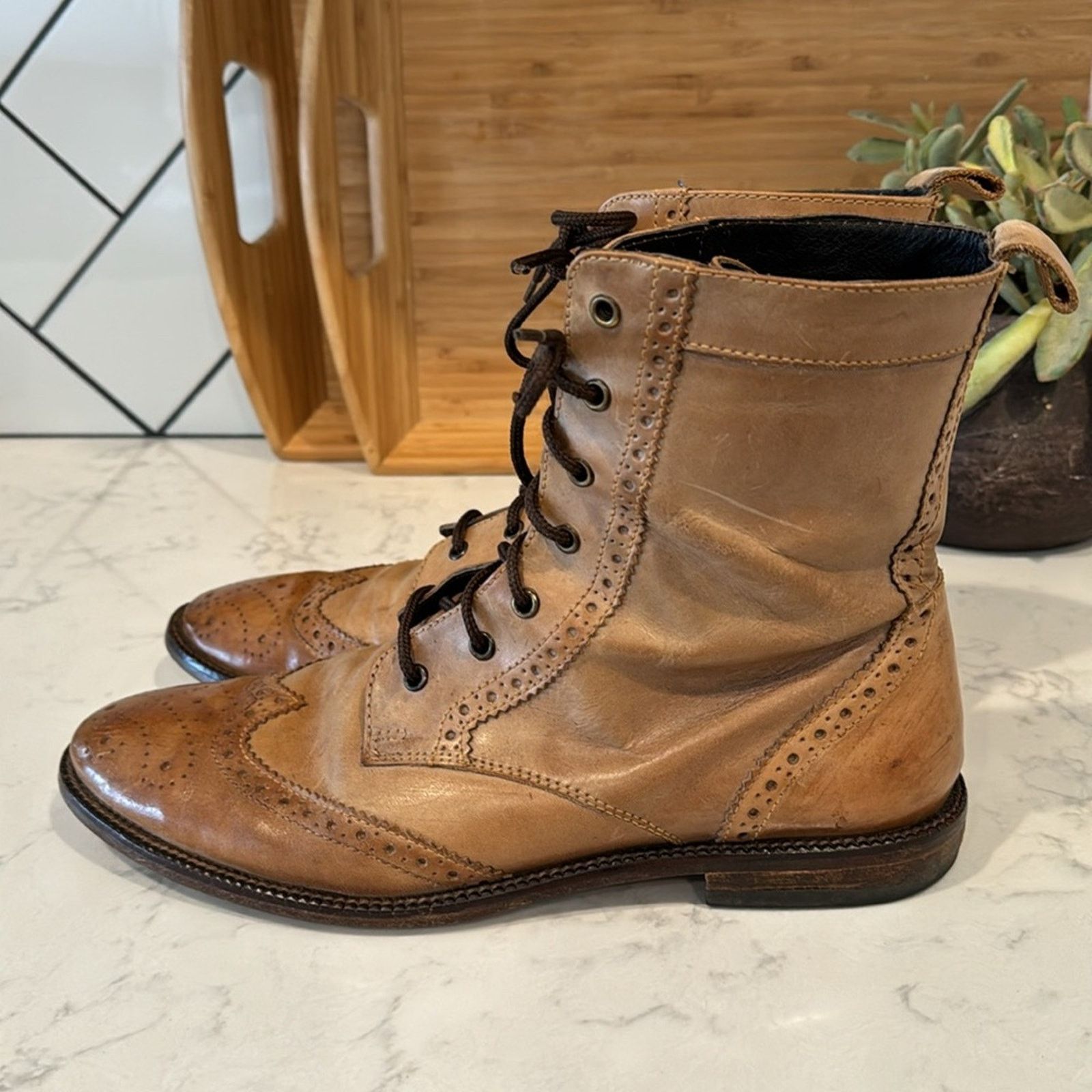 Asos ASOS Brogue leather lace up boots wingtip academia size 10 Size US 10 / EU 43 - 4 Thumbnail
