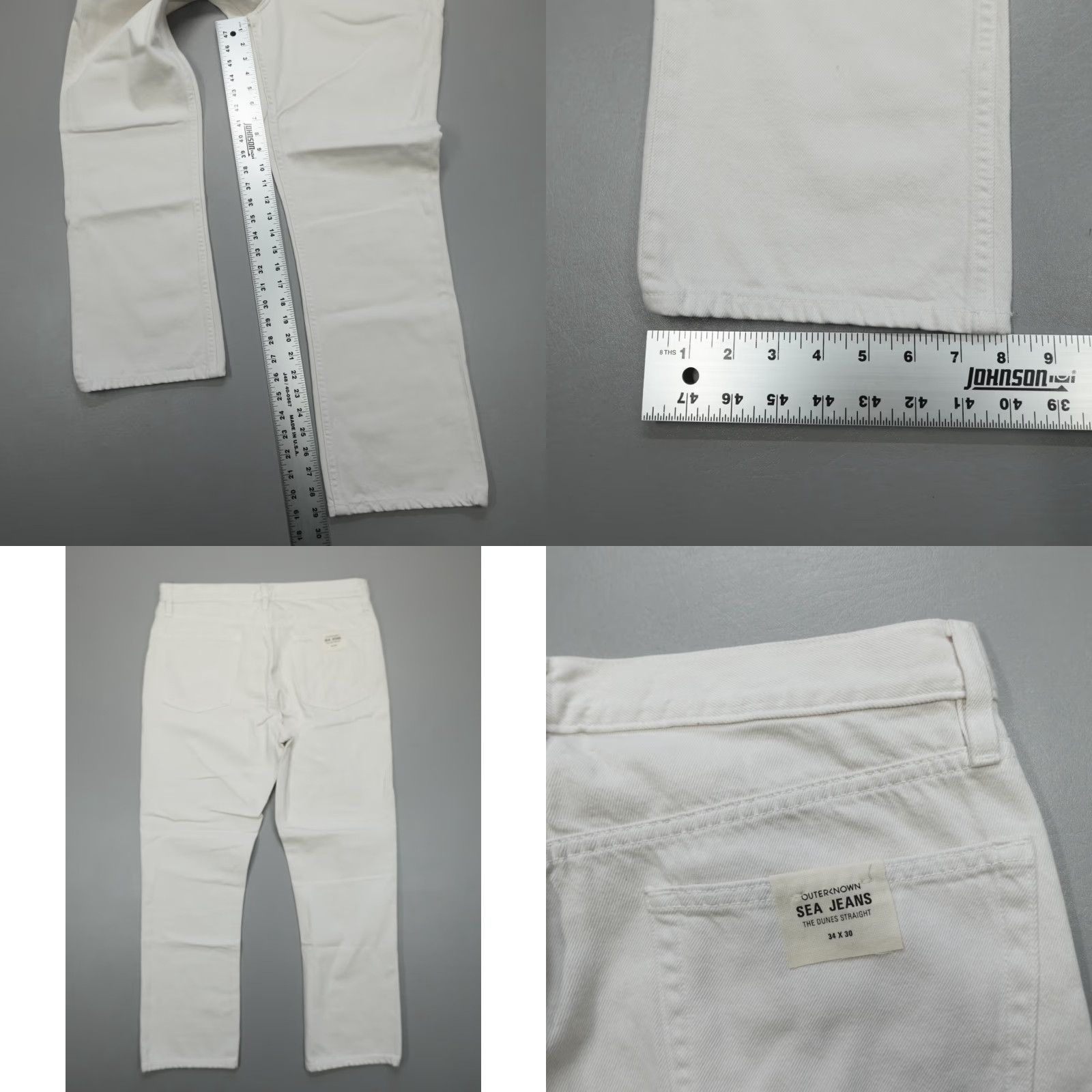 Outerknown Outerknown The Dunes Straight Jeans 34x30 SXC Organic Cotton Denim Mens Regular 5-Pocket Ivory Solid Size US 34 / EU 50 - 8 Thumbnail