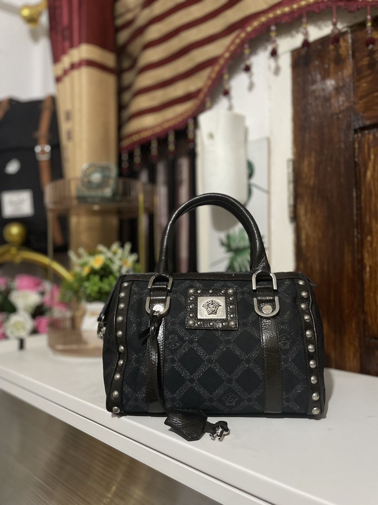 VERSACE black in leather handbag