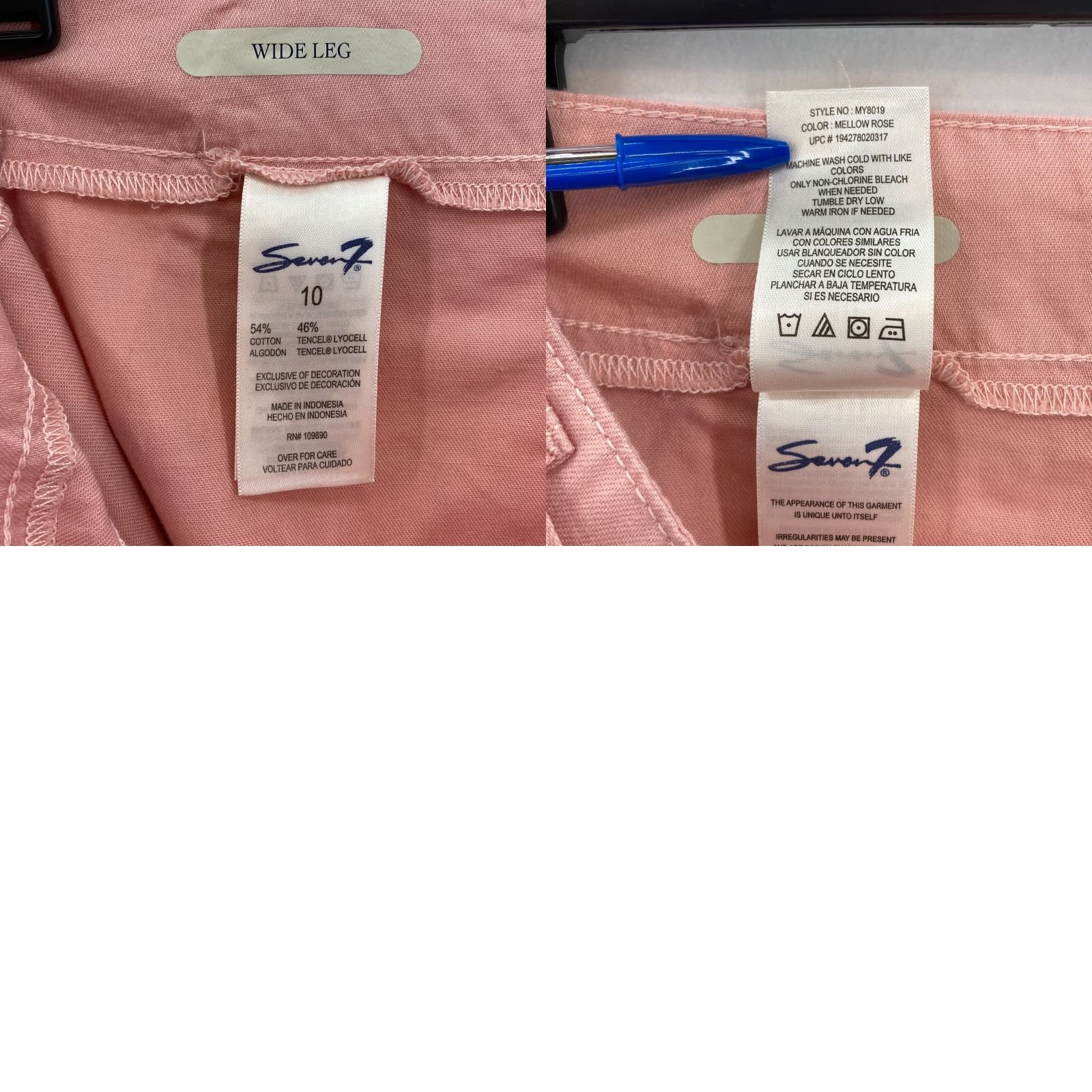 Vintage Seven7 Pants Women's 10 Wide Leg Cropped Pink Belted Patch Pockets Casual NWT Size 32" / US 10 / IT 46 - 9 Thumbnail
