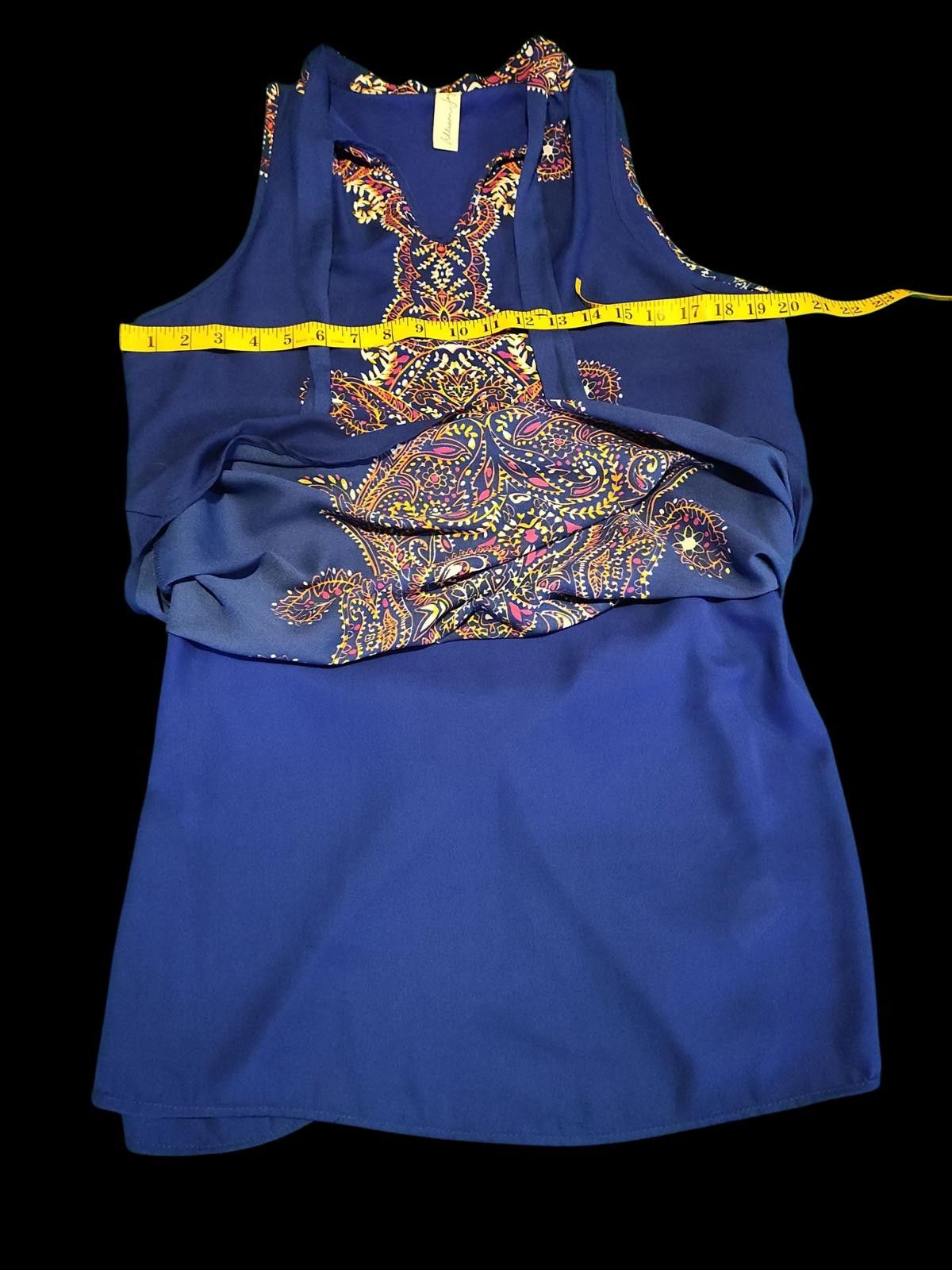 Other Allison Joy Blue Sleeveless Midi Dress w/Intricate Pattern Size M / US 6-8 / IT 42-44 - 9 Thumbnail