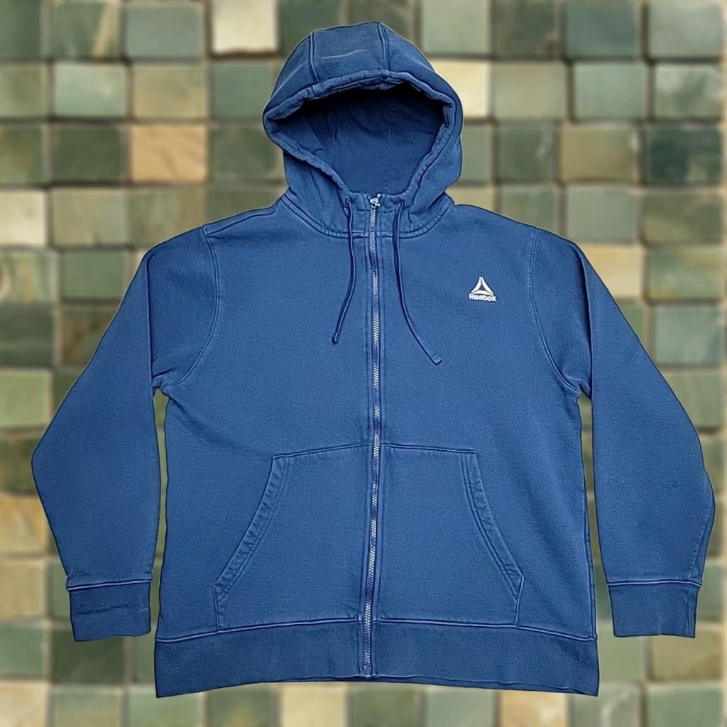 Reebok Reebok Hoodie Mens XL Blue Full Zip Hooded Sweatshirt Classic Retro Cropped Size US XL / EU 56 / 4 - 1 Thumbnail
