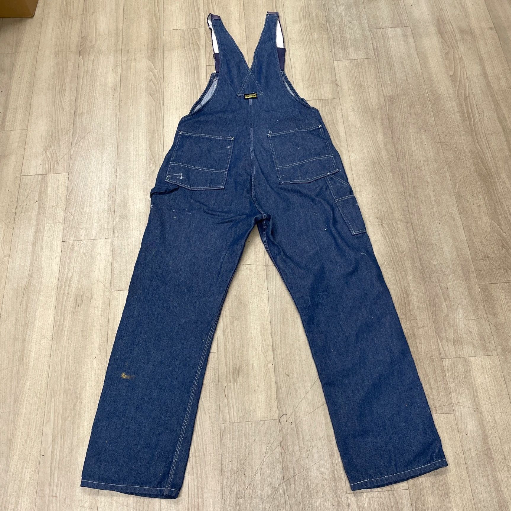 Denime VINTAGE Muleskins Overalls Mens 38x32 Denim Carpenter Painter Bib 5-Pocket Dark Blue 70s 80s USA Jeans Mens Size US 38 / EU 54 - 5 Thumbnail