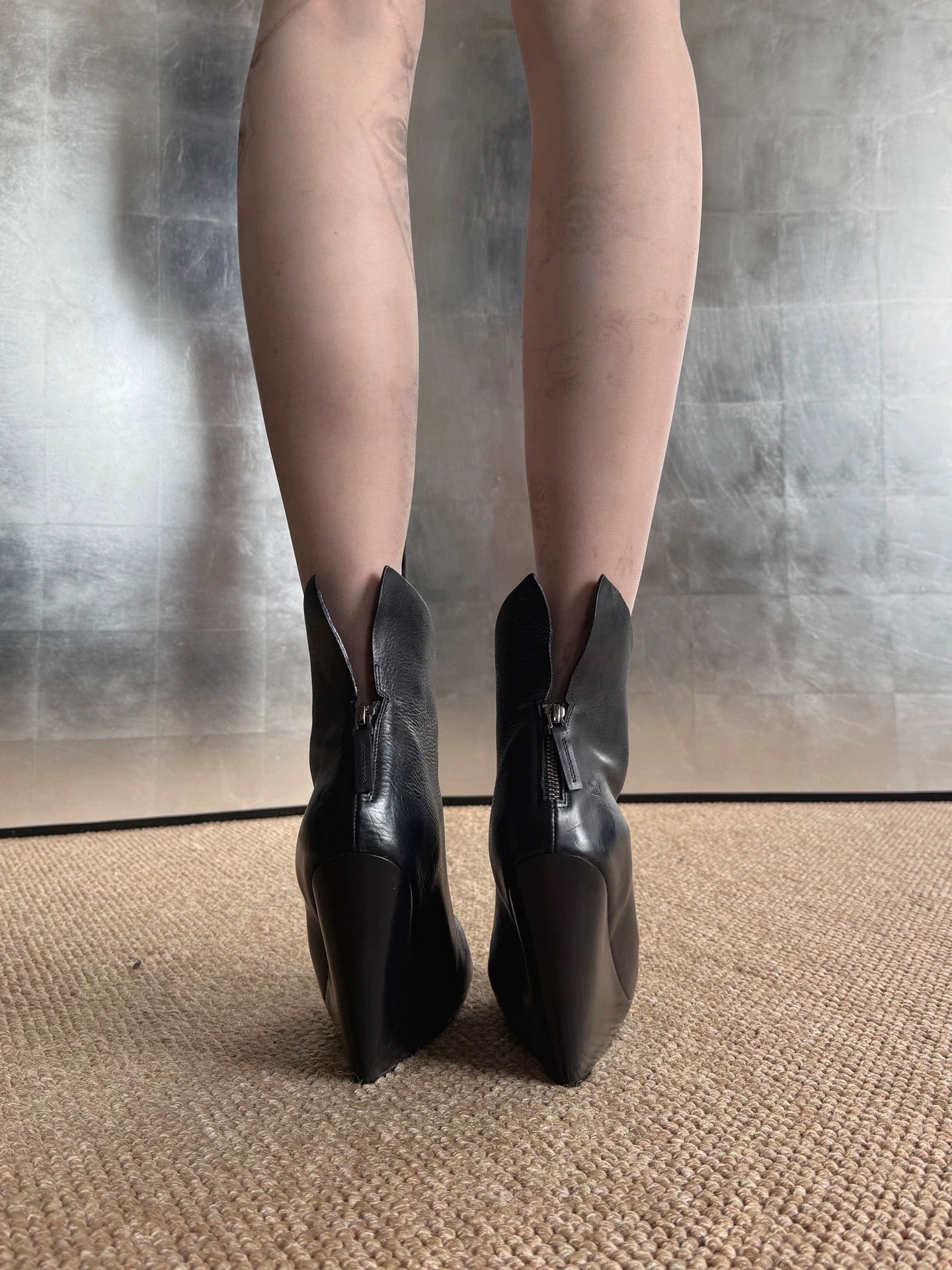 Other Vintage Italian Leather Asymmetric 13cm Block Heel Boots 39 Size US 8.5 / IT 38.5 - 6 Thumbnail
