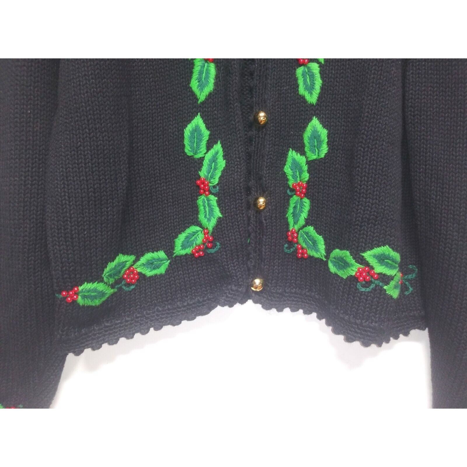 Designer Vintage Bechamel Sweater Womens Sz L Christmas Cardigan Blac Size L / US 10 / IT 46 - 7 Thumbnail