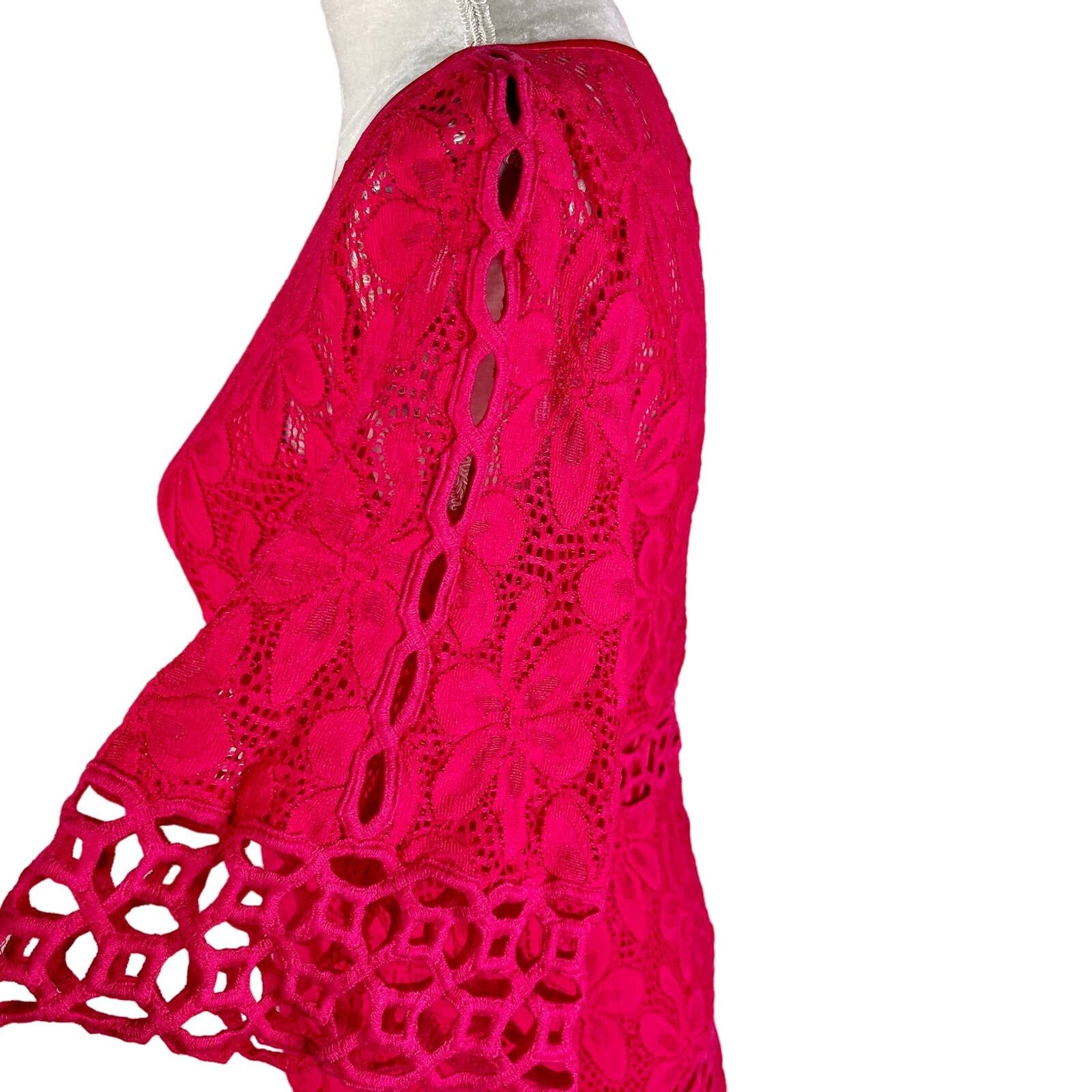 Laundry by Shelli Segal Dress 8 Red Lace Lined Floral - www.visionquebec.com