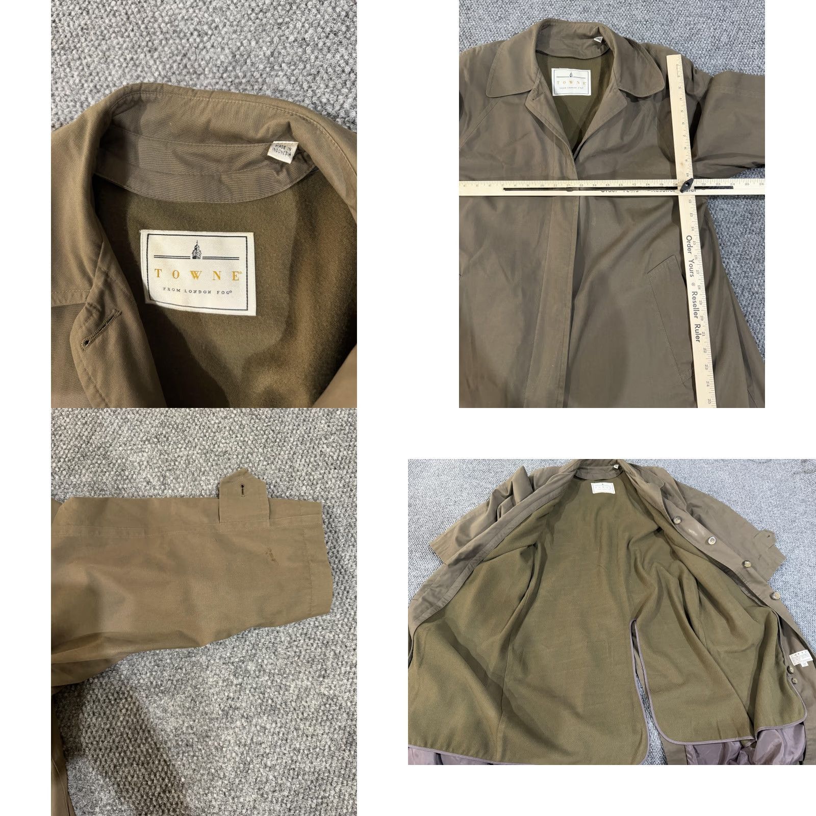 London Fog VINTAGE Towne from London Fog Coat Womens 14W Brown Trench Long Lined Button Front Size XL / US 12-14 / IT 48-50 - 8 Thumbnail