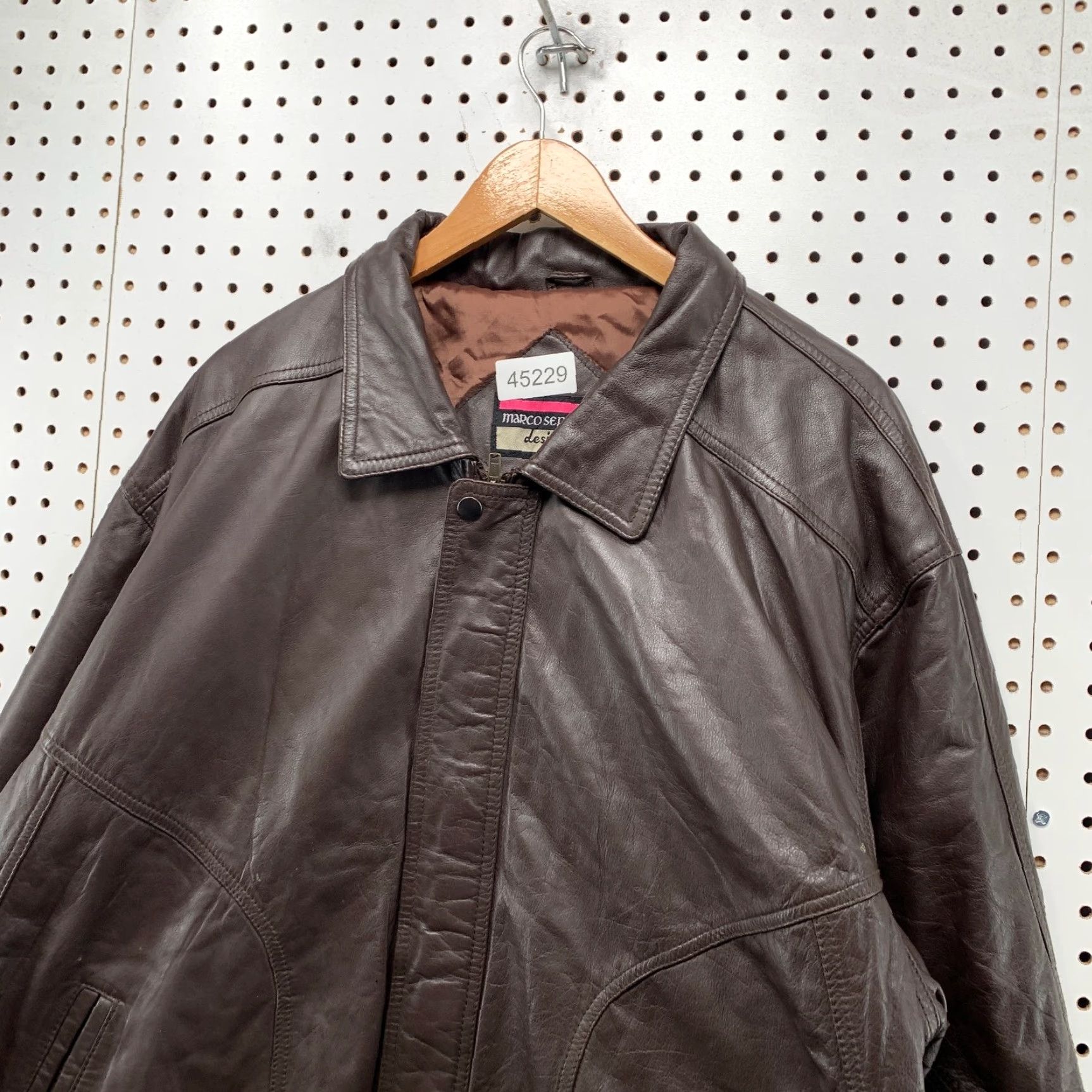Vintage VINTAGE Marco Serafino Leather Bomber Jacket Mens 2XL Brown Size US XXL / EU 58 / 5 - 4 Thumbnail