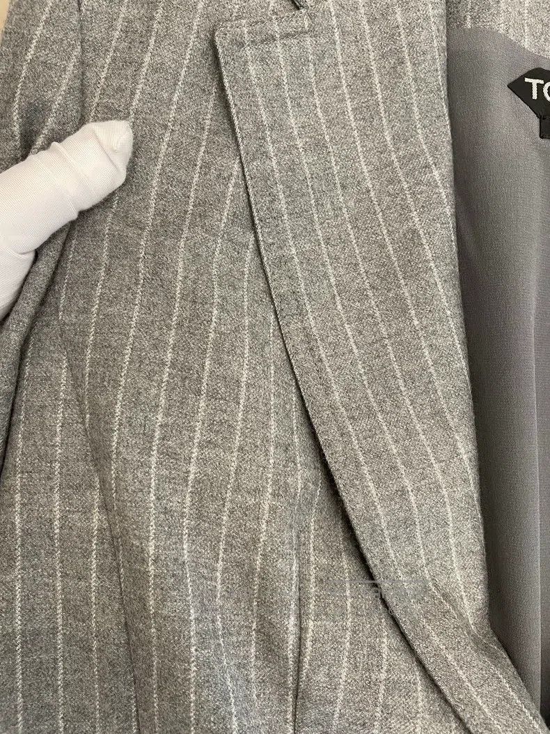 Tom Ford Tom Ford Gray Striped Wool Blazer Size 46L - 6 Thumbnail