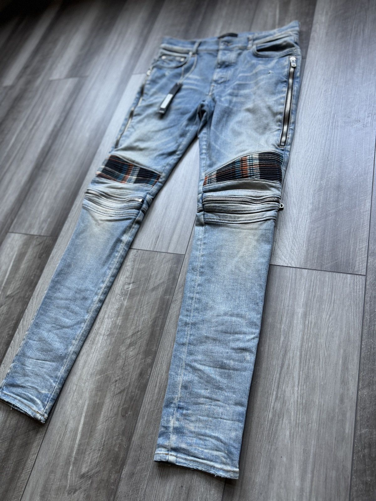 Amiri Amiri MX2 Indigo/Orange Flannel Denim Size US 33 - 2 Thumbnail
