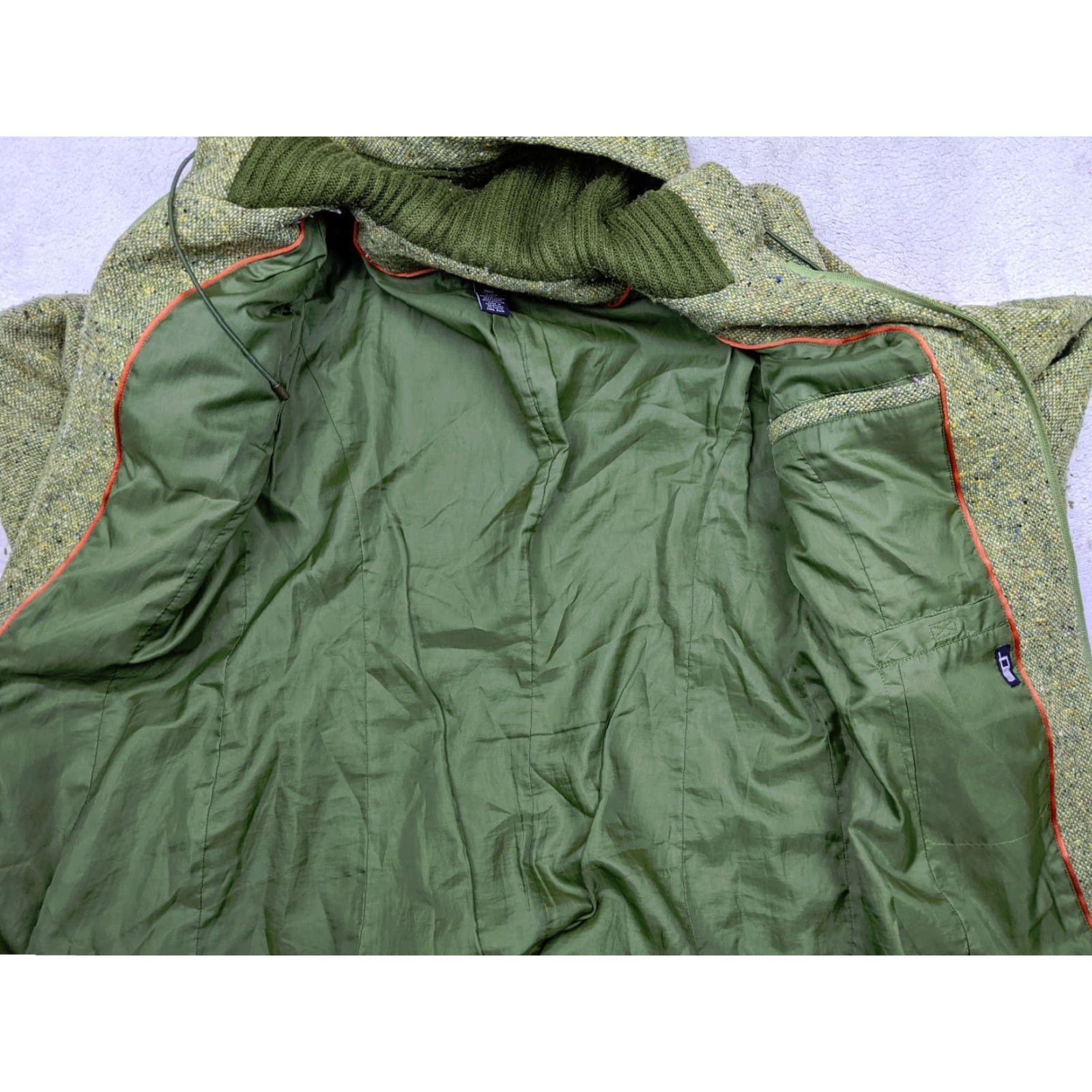 Vintage Relativity Womens Jacket Coatigan S Green Tweed Wool Blend Zip Hood Size S / US 4 / IT 40 - 6 Thumbnail