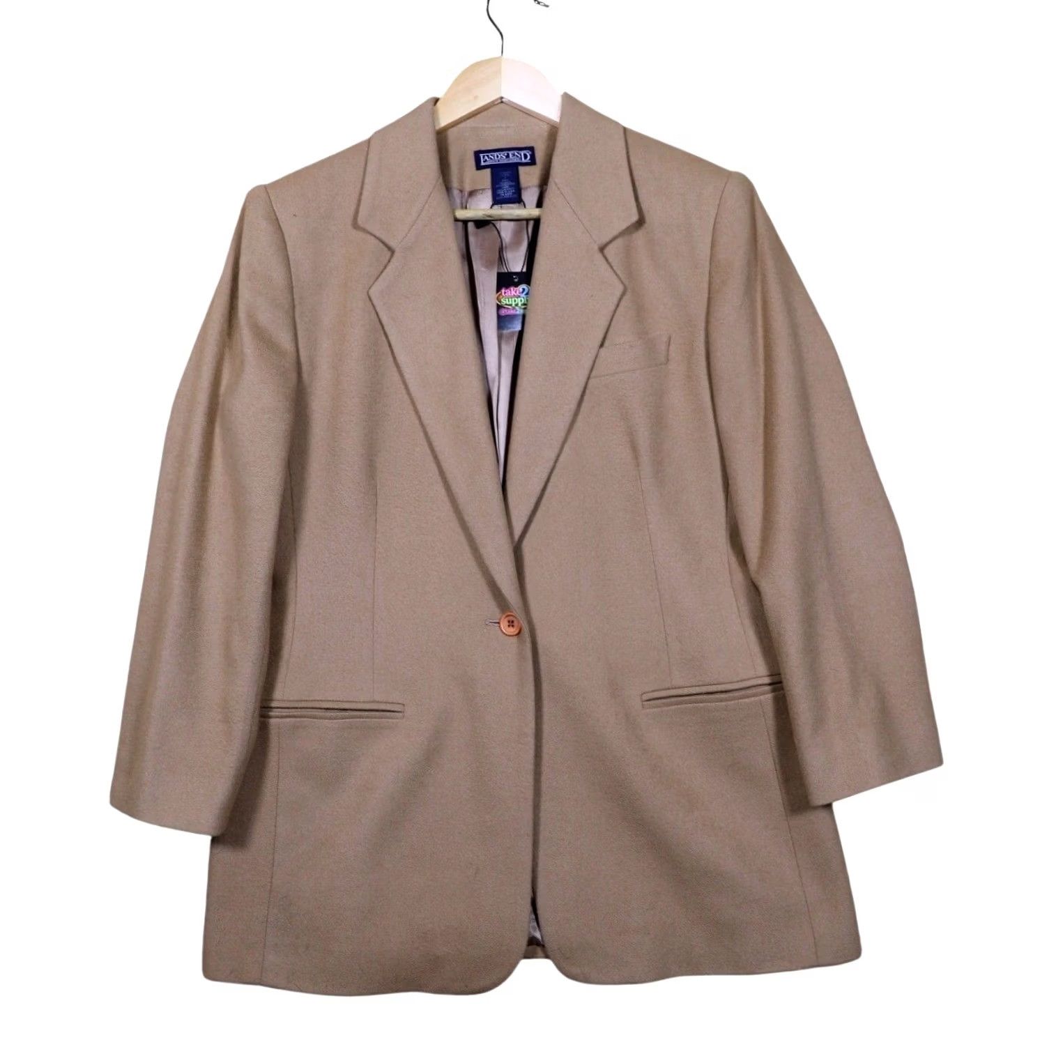 Lands' End VINTAGE Lands End Womens Petite Blazer Tan Single Button Size 8 Size M / US 6-8 / IT 42-44 - 2 Thumbnail