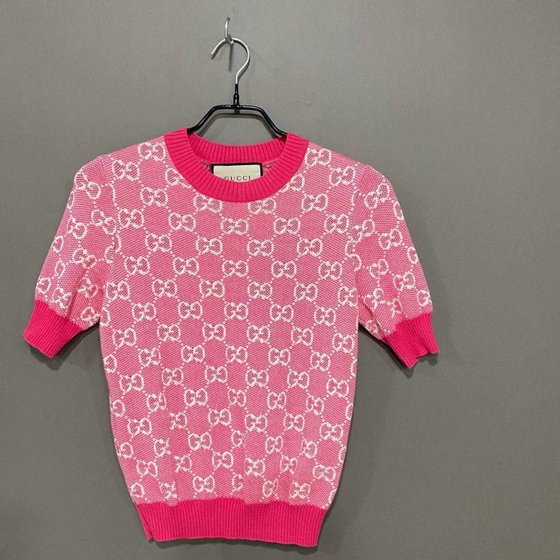 Gucci Pink Knit Short Sleeve Top by GUCCI-2505 Size XS / US 0-2 / IT 36-38 - 2 Thumbnail