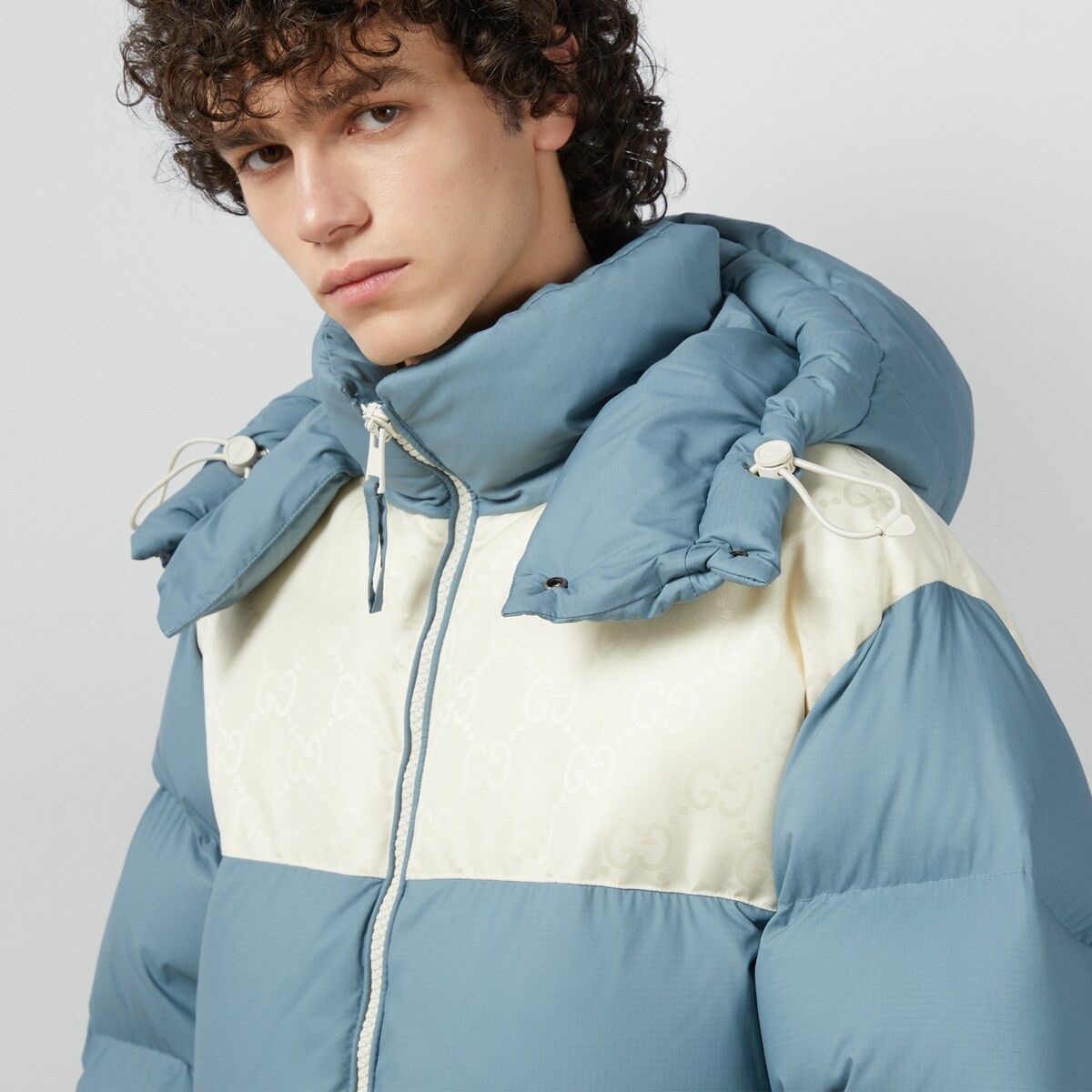 Gucci 50 L Gucci Nylon Down Jacket GG Inserts Blue White Puffer Size US L / EU 52-54 / 3 - 3 Thumbnail