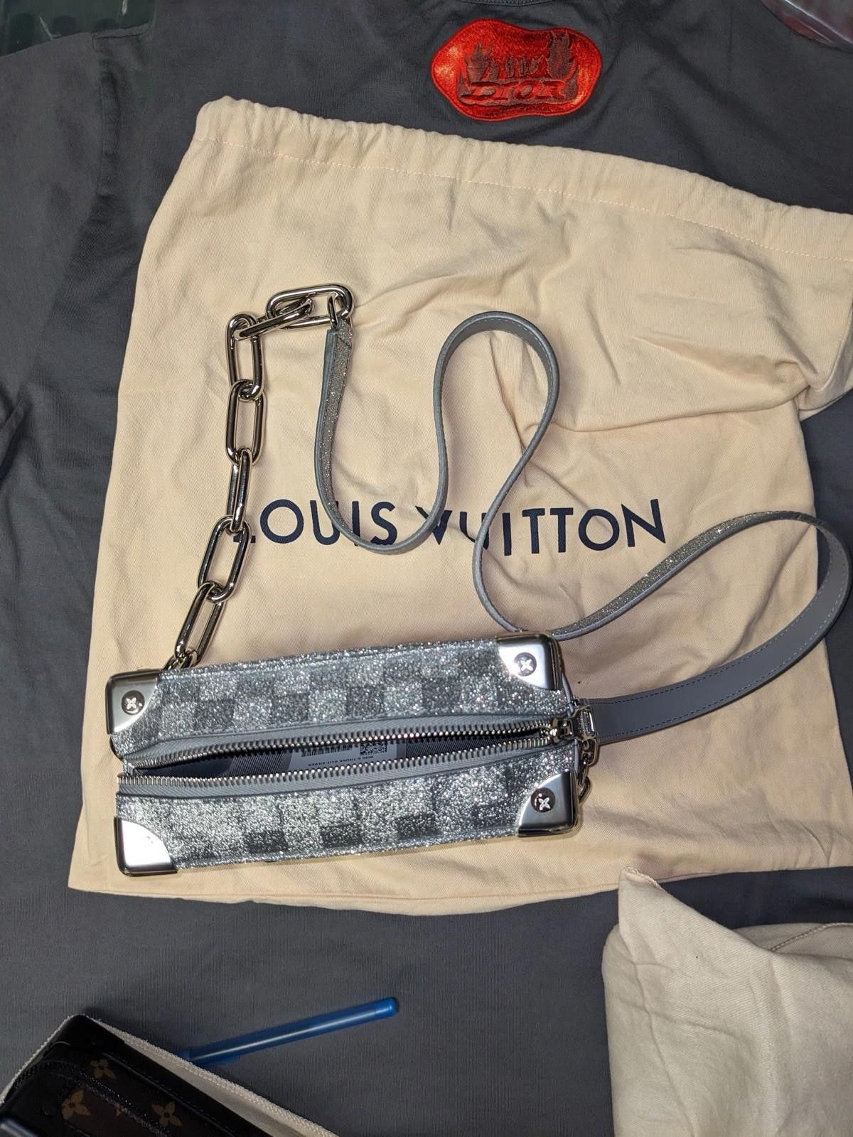 Louis Vuitton Louis Vuitton Soft Trunk Bag Glitter Silver Leather Mini Bag Size ONE SIZE - 9 Thumbnail