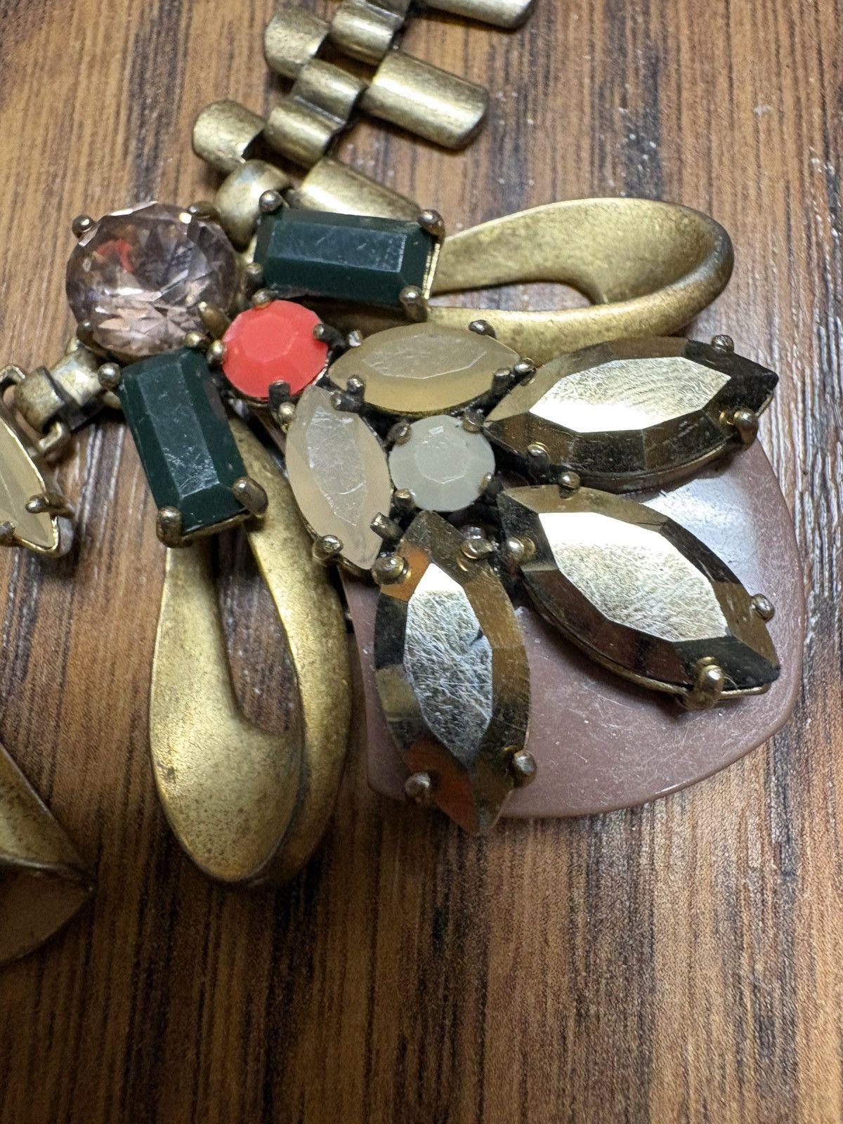 J.Crew J.Crew Statement Necklace Gold Tone Rhinestone Bib Collar Size ONE SIZE - 6 Thumbnail