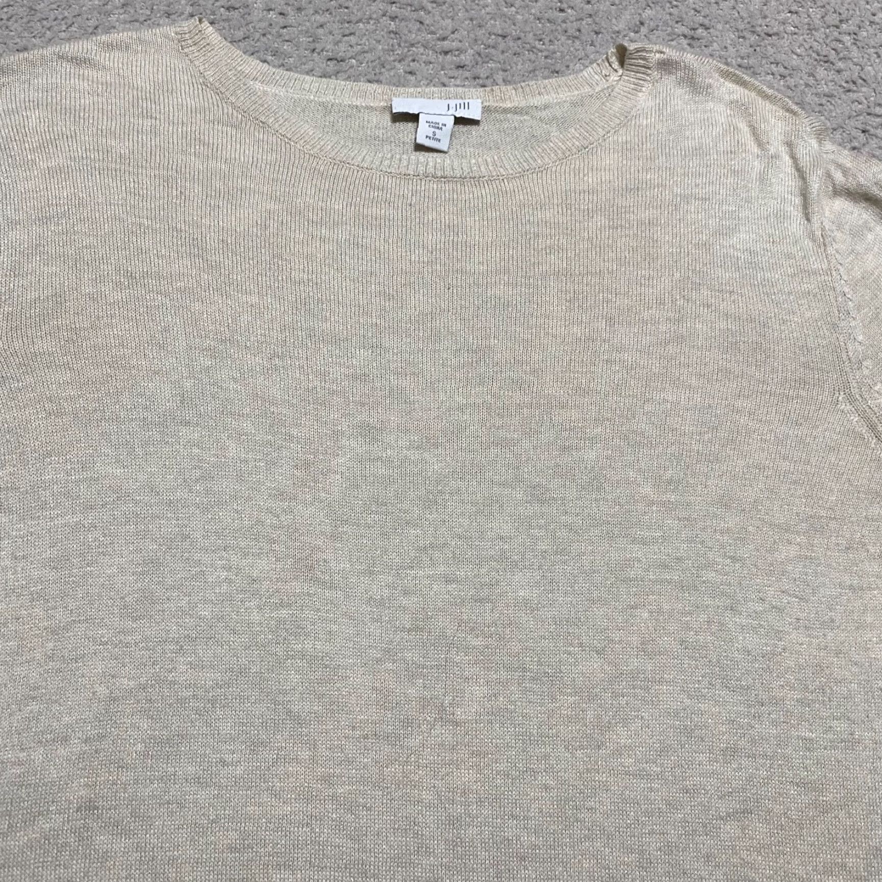 J. Jill J. Jill Womens Sweater PS Petite Beige Crew Neck Lightweight Knit Pullover Fall Winter Spring Size S / US 4 / IT 40 - 6 Thumbnail