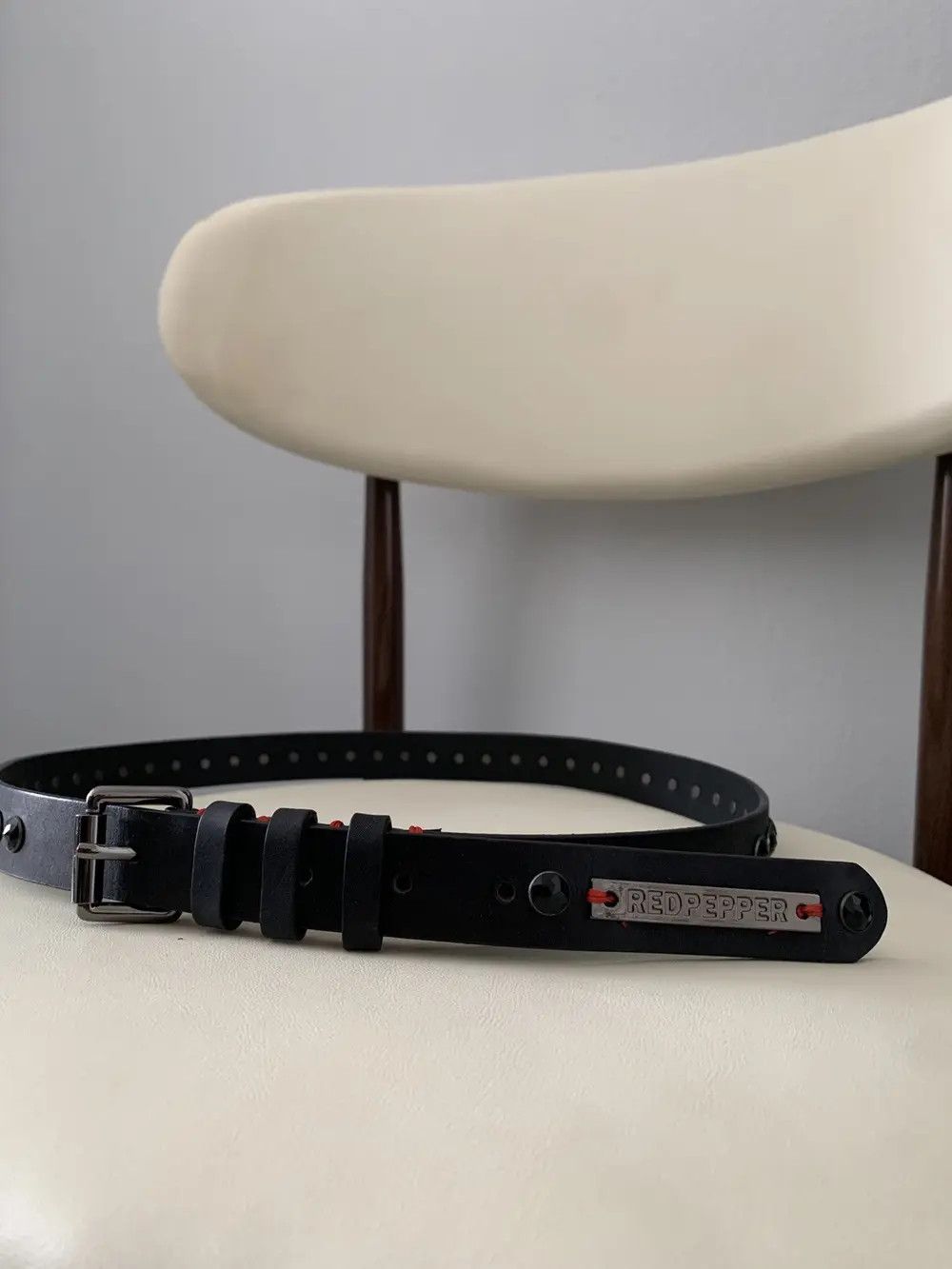 Genuine Leather 2000s Redpepper Studded Lesther Belt Archive Japan Size 32 - 2 Thumbnail